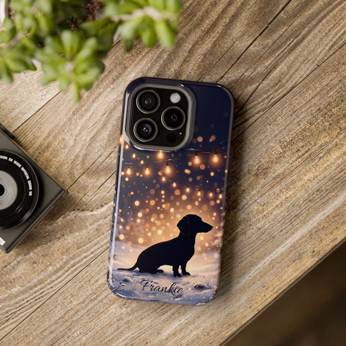 Personalized Dachshund Golden Sparks Phone Case — Wireless Charging Cover