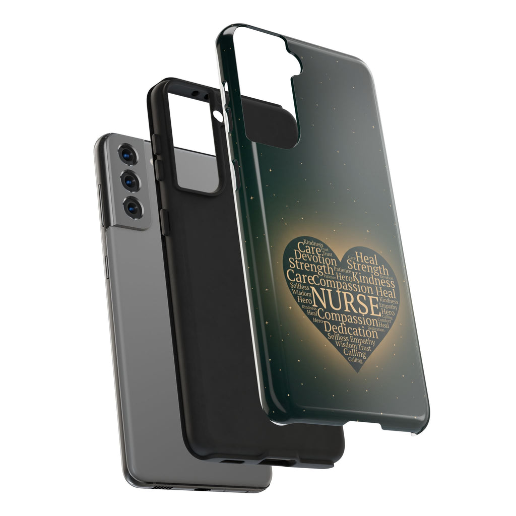 Nurse Heart Tough Phone Case — Inspirational Word Cloud Tribute - iphone and Samsung Galaxy series