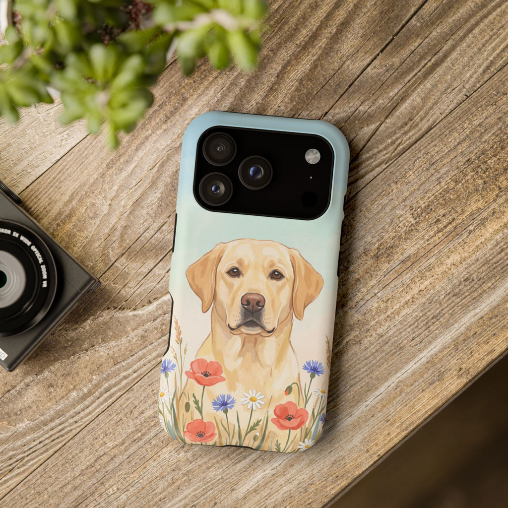 Labrador Wildflower Painting Phone Case — Tough Magnetic Case with Wireless Charging