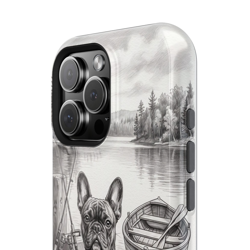 Personalized French Bulldog Lakeside Dock Phone Case — Wireless Charging Cover