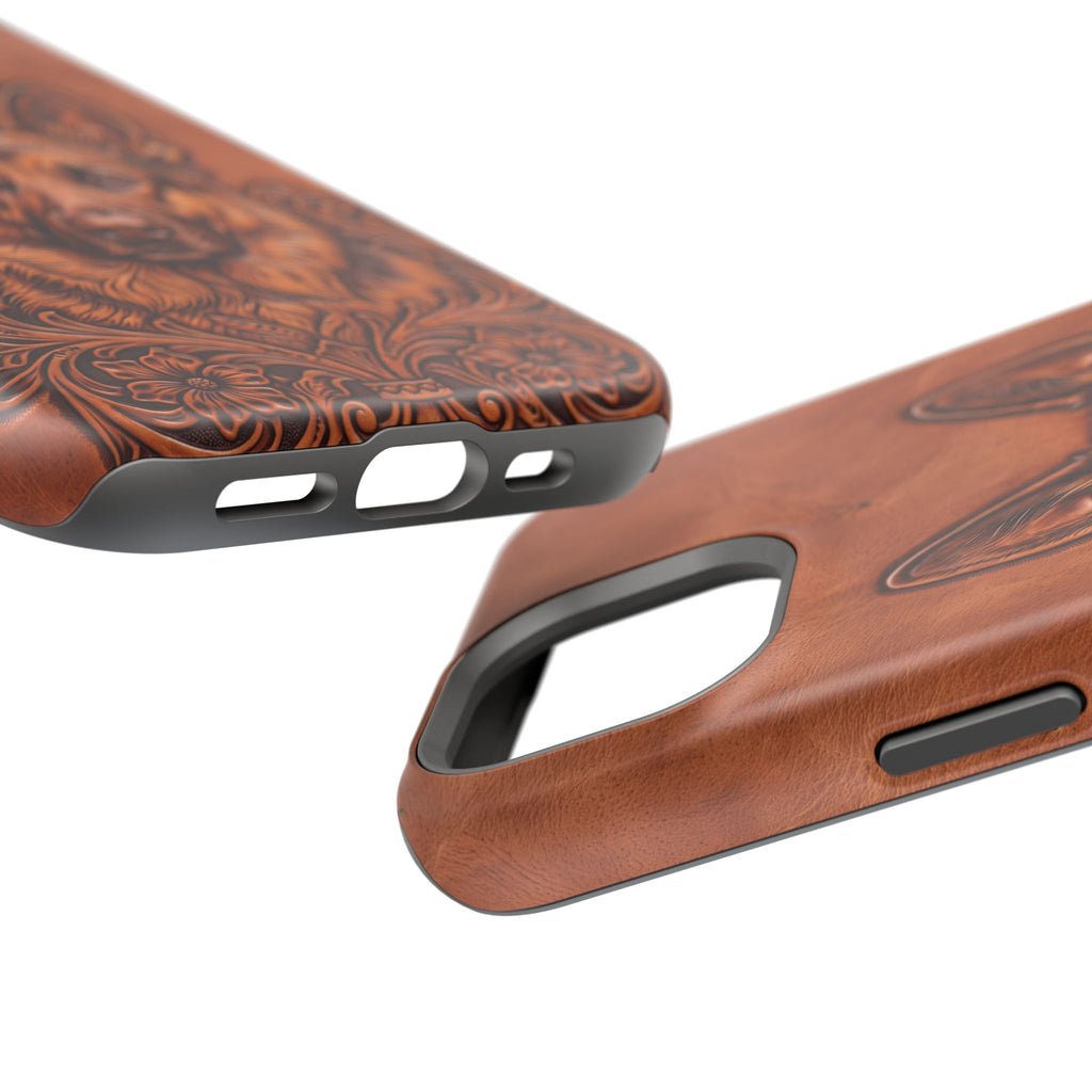 German Shepherd Phone Case | Western Tooled Art — Tough Magnetic Case with Wireless Charging