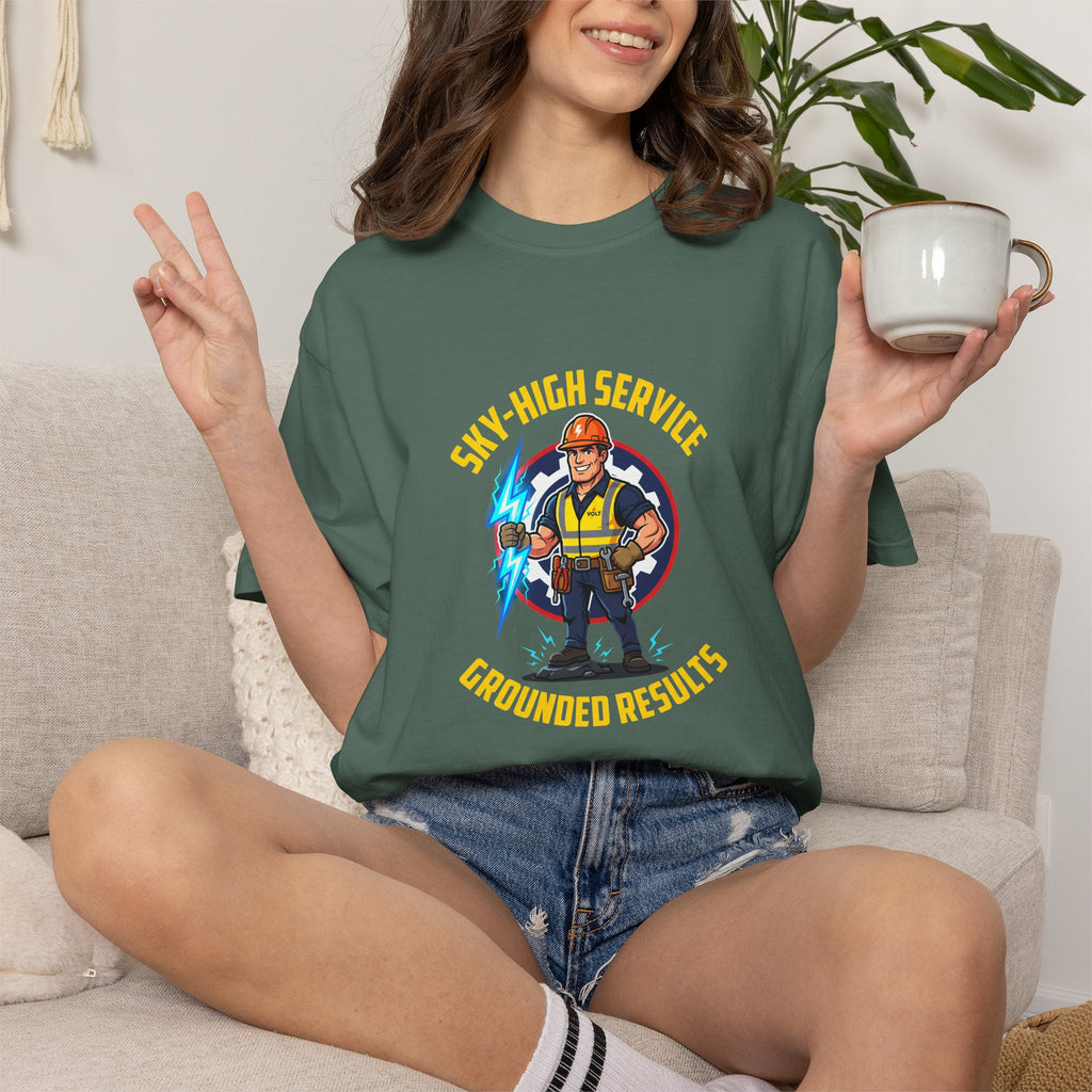 Sky-High Service Grounded Results Electrician T-Shirt