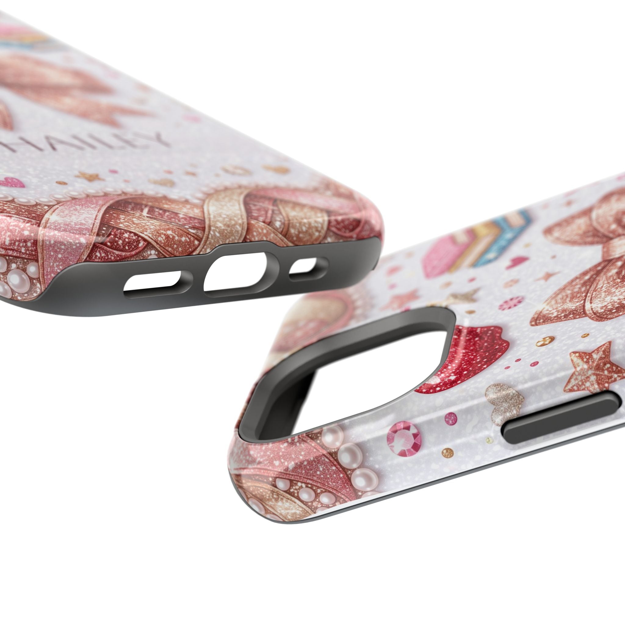 Rose Gold Glitter Bow Personalized Teacher Phone Case — Wireless Charging Cover