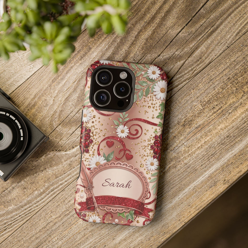 Personalized Vintage Floral Teacher Phone Case — Wireless Charging Cover