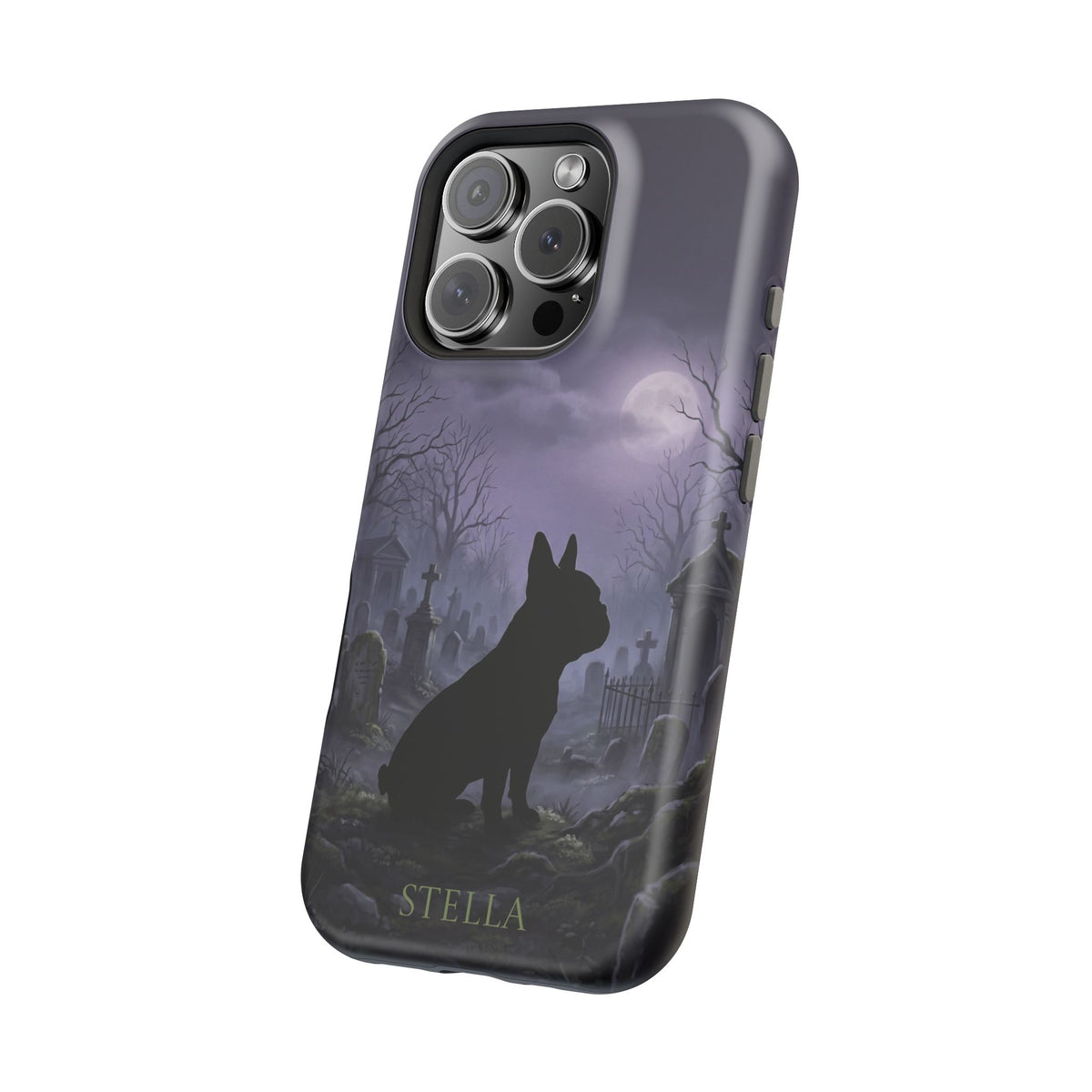Personalized French Bulldog Moonlit Graveyard Phone Case — Wireless Charging Cover