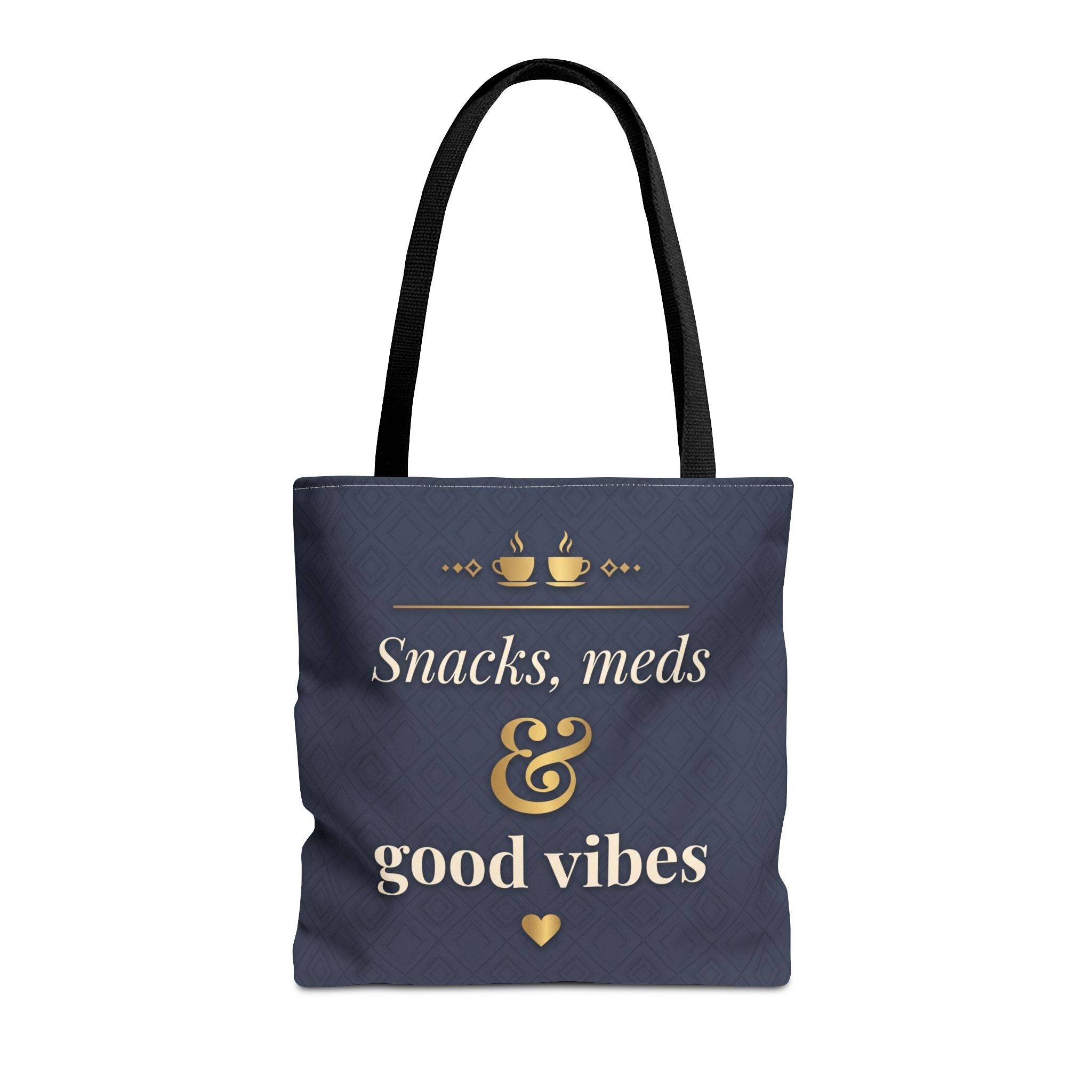 Snacks Meds & Good Vibes Tote | Funny Nurse Gift Tote Bag | Healthcare Worker Humour Gift | Premium Polyester Carry-All