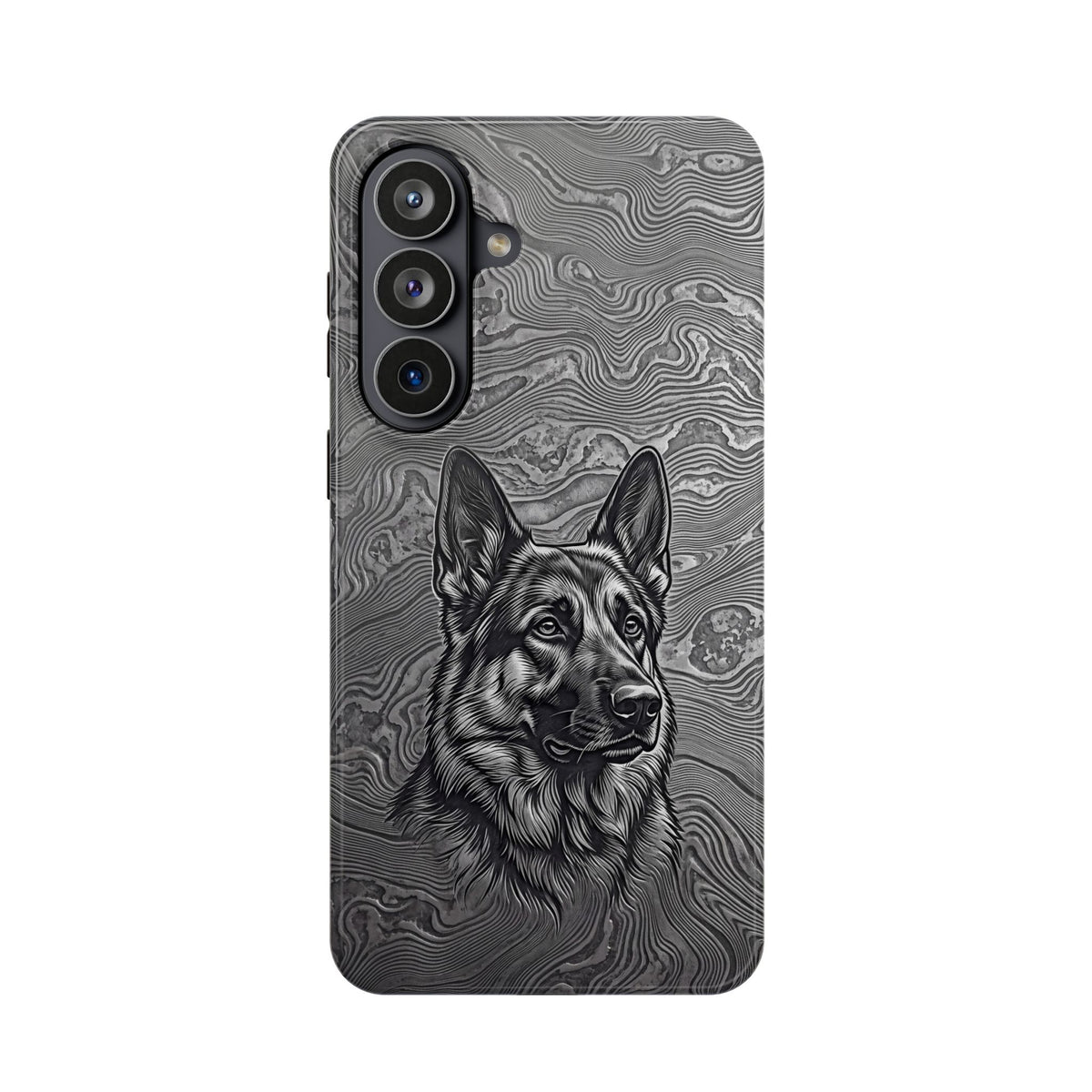 German Shepherd Phone Case | Damascus Art — Tough Magnetic Case with Wireless Charging