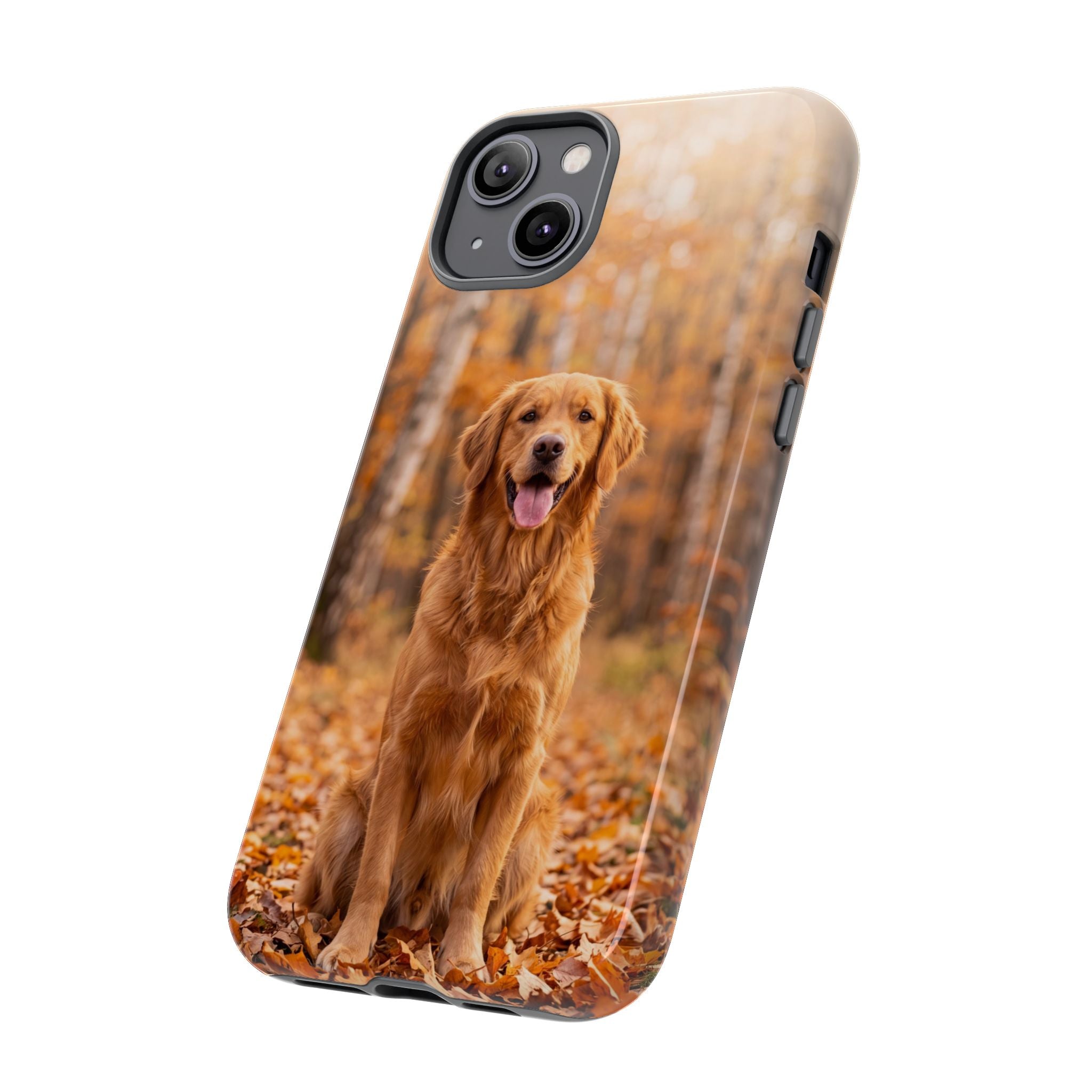 Golden Retriever Autumn Forest Phone Case | Happy Dog in Fall Foliage | Samsung & iPhone