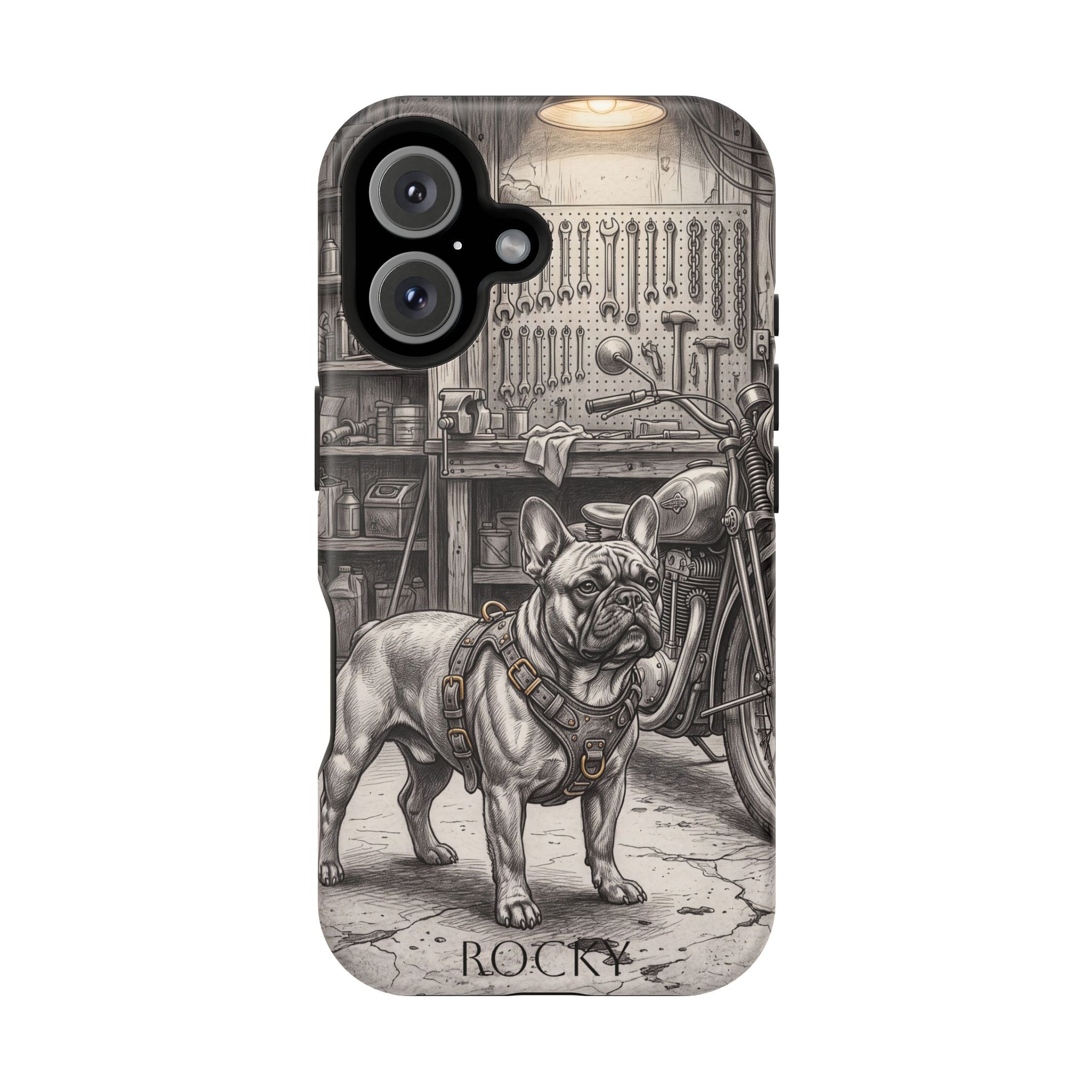 Personalized French Bulldog Vintage Street Phone Case — Wireless Charging Cover