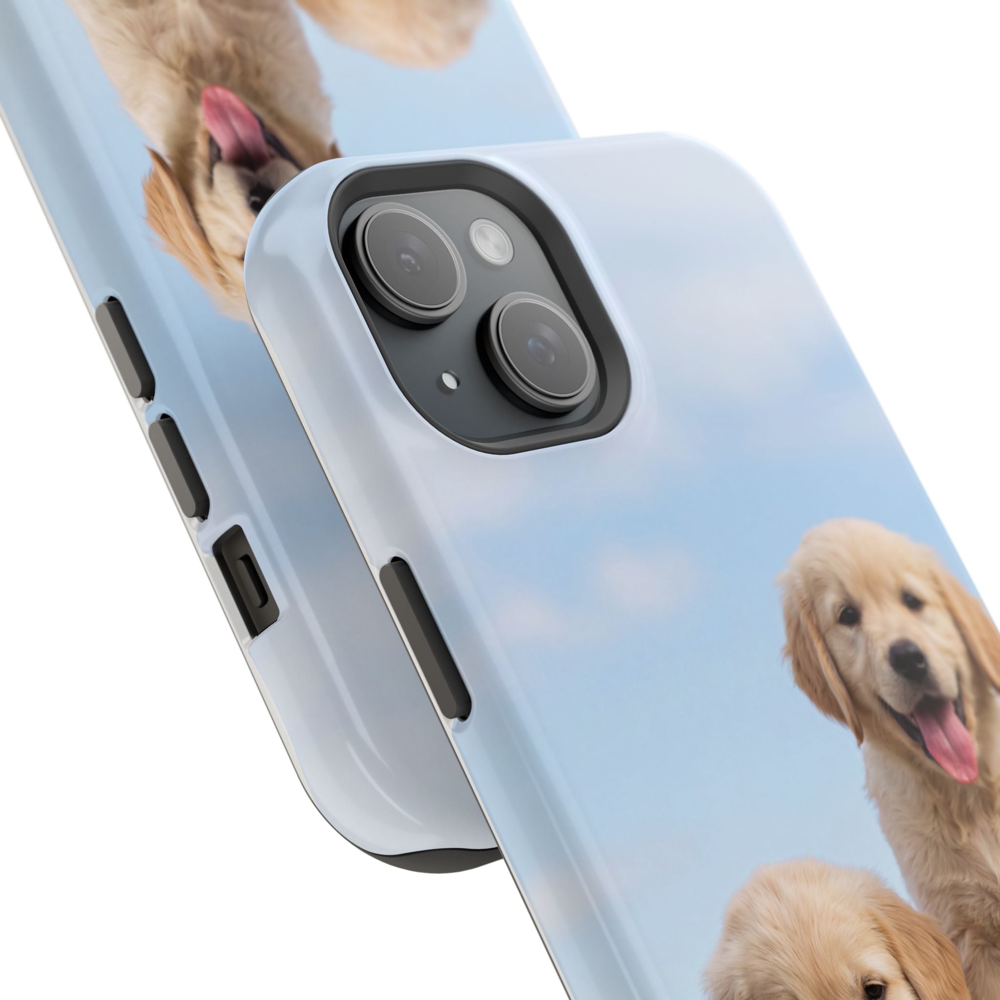 Golden Retriever Puppy Duo Phone Case — Impact-Resistant Wireless Charging Cover