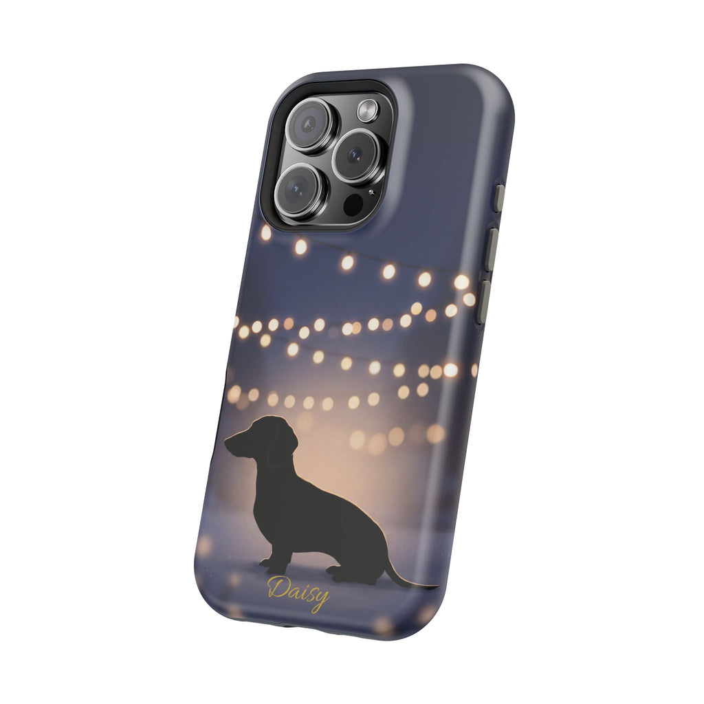 Personalized Dachshund Fairy Lights Phone Case — Wireless Charging Cover