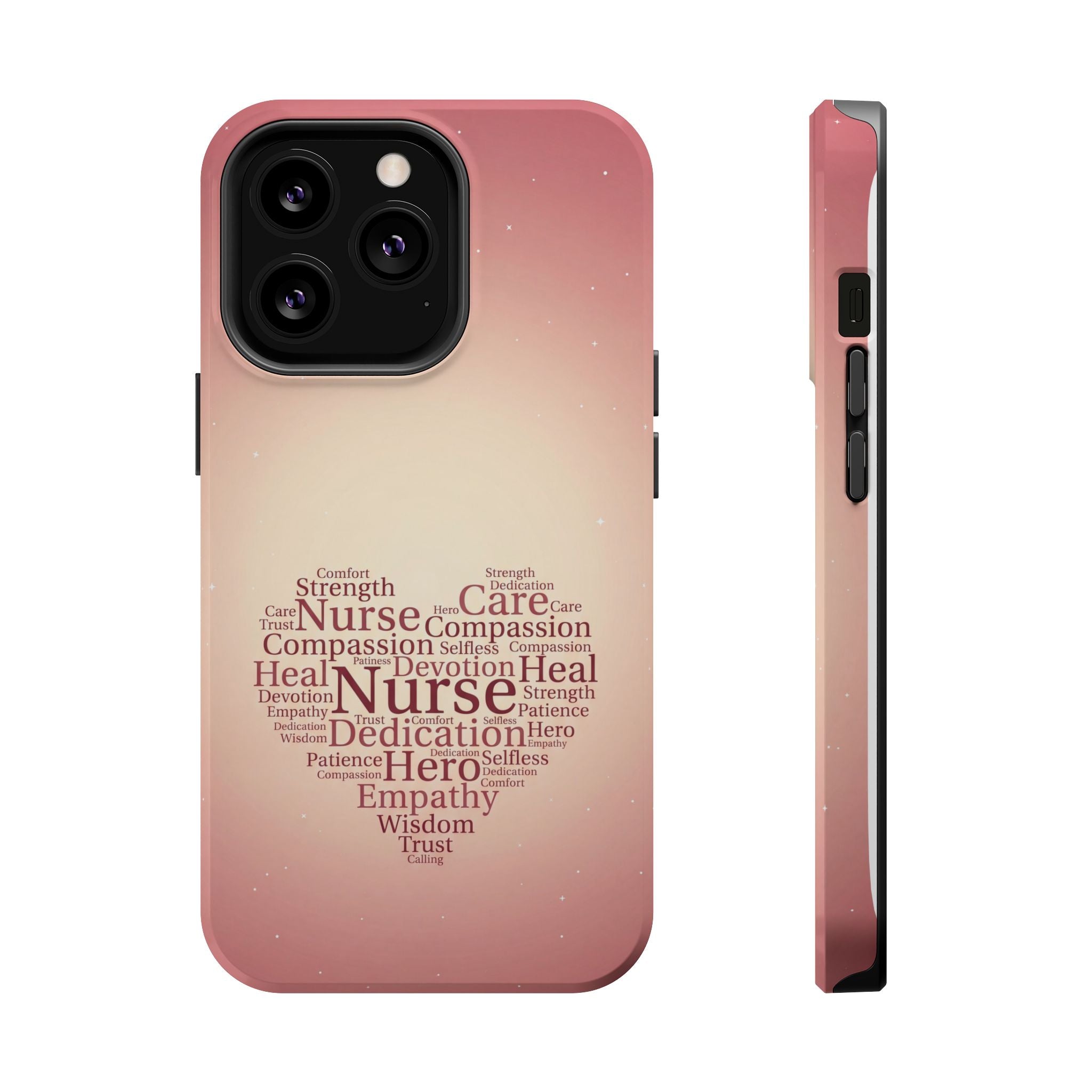Nurse Heart Word Art Phone Case — Impact-Resistant Wireless Charging Cover