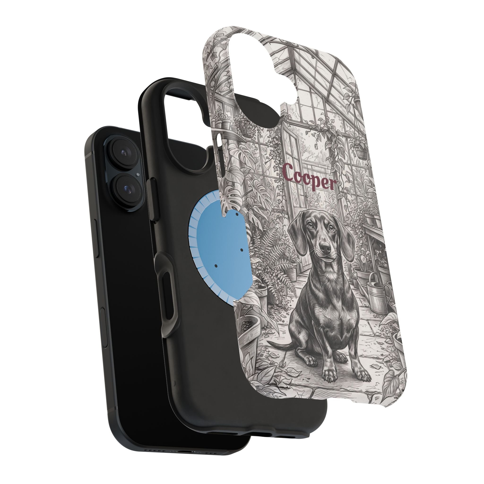 Personalized Dachshund Vintage Greenhouse Phone Case — Wireless Charging Cover