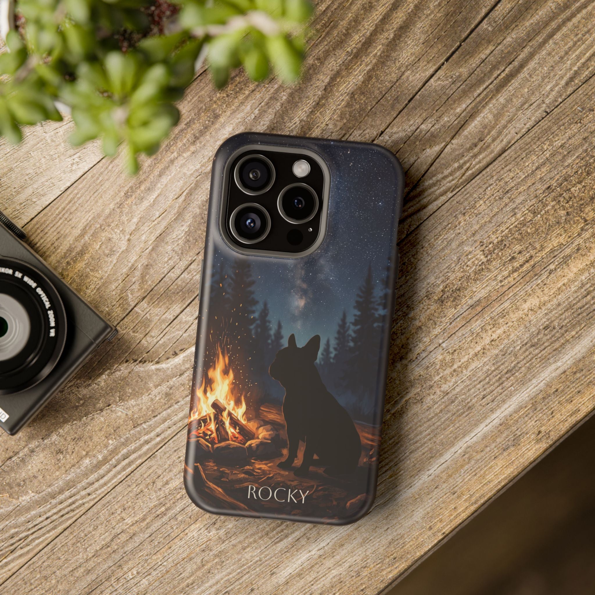 Personalized French Bulldog Campfire Phone Case — Wireless Charging Cover