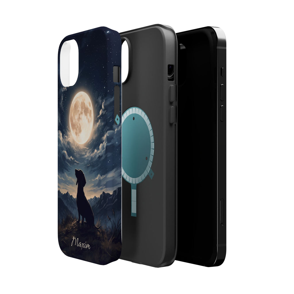 Personalized Dachshund Moonlight Phone Case — Wireless Charging Cover