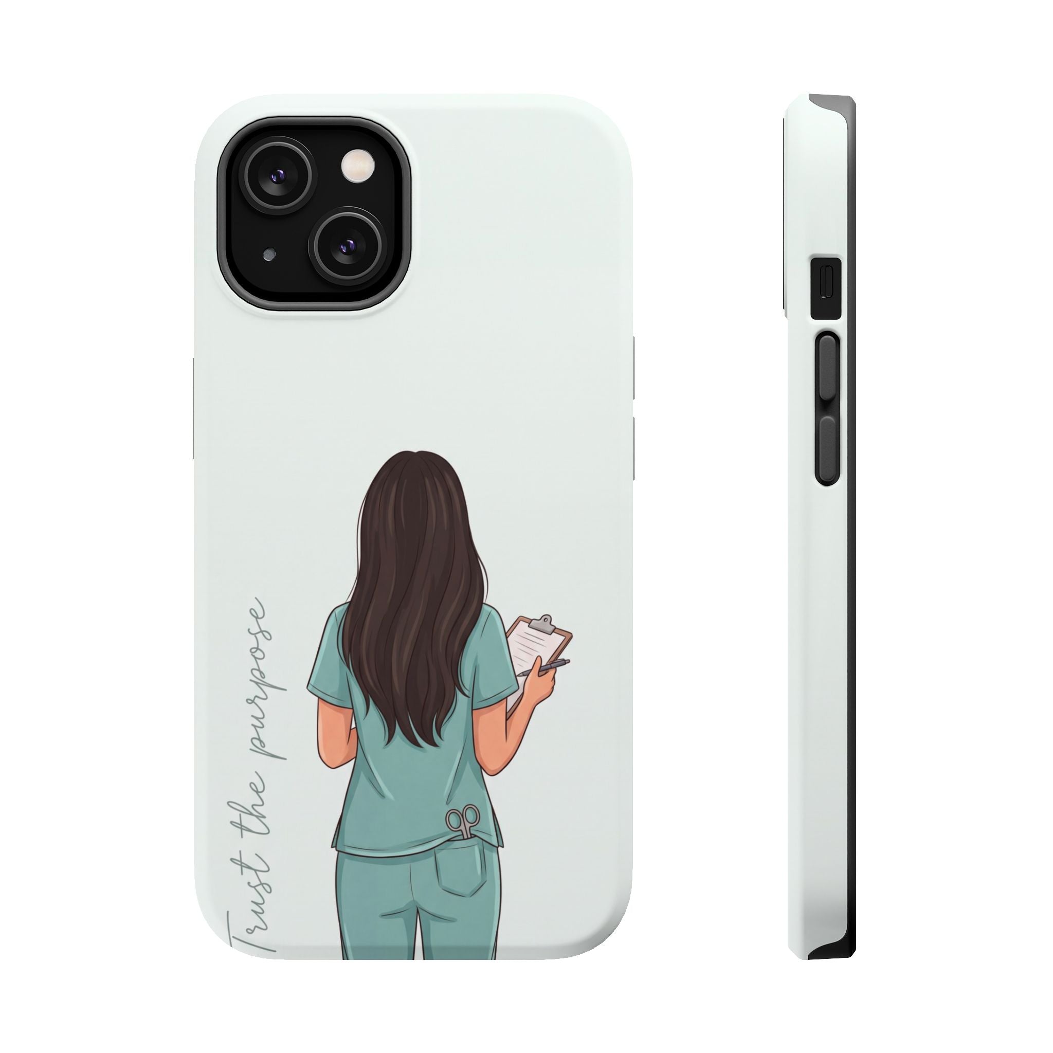 Nurse Illustration Phone Case — Impact-Resistant Wireless Charging Cover
