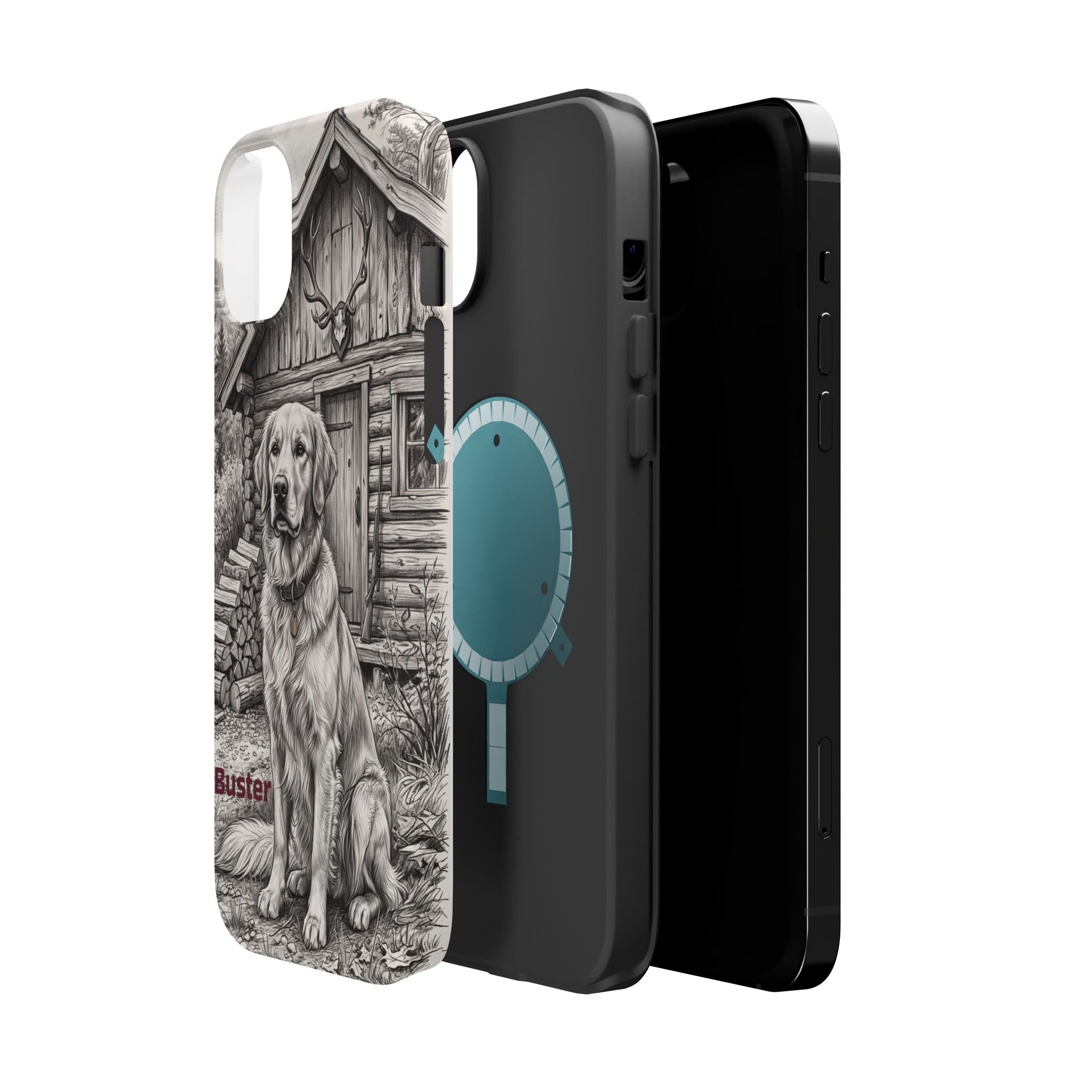 Personalized Golden Retriever Cabin Porch Phone Case — Wireless Charging Cover