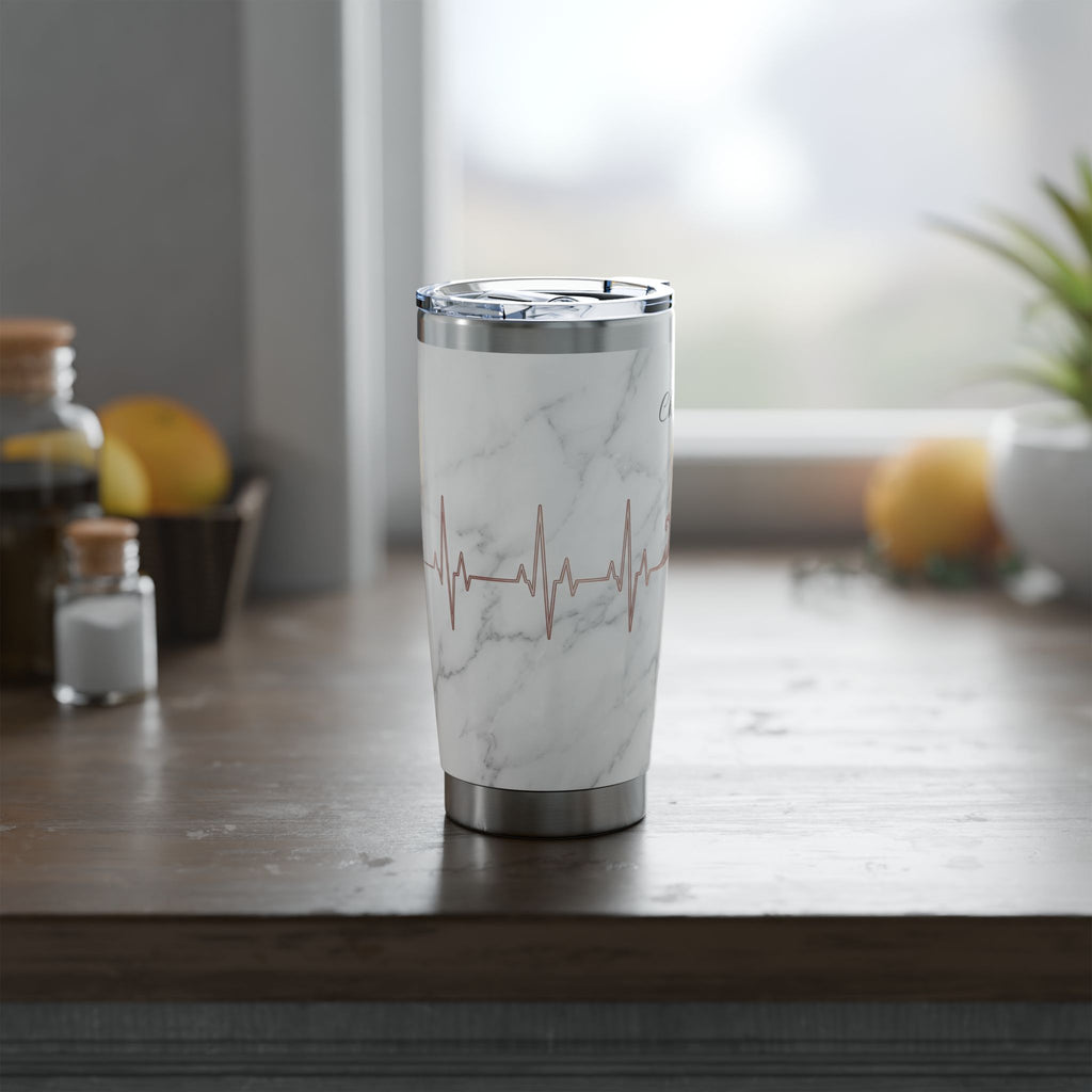 Personalized Marble Floral Tumbler – Custom Name Rose Gold Design 20 oz