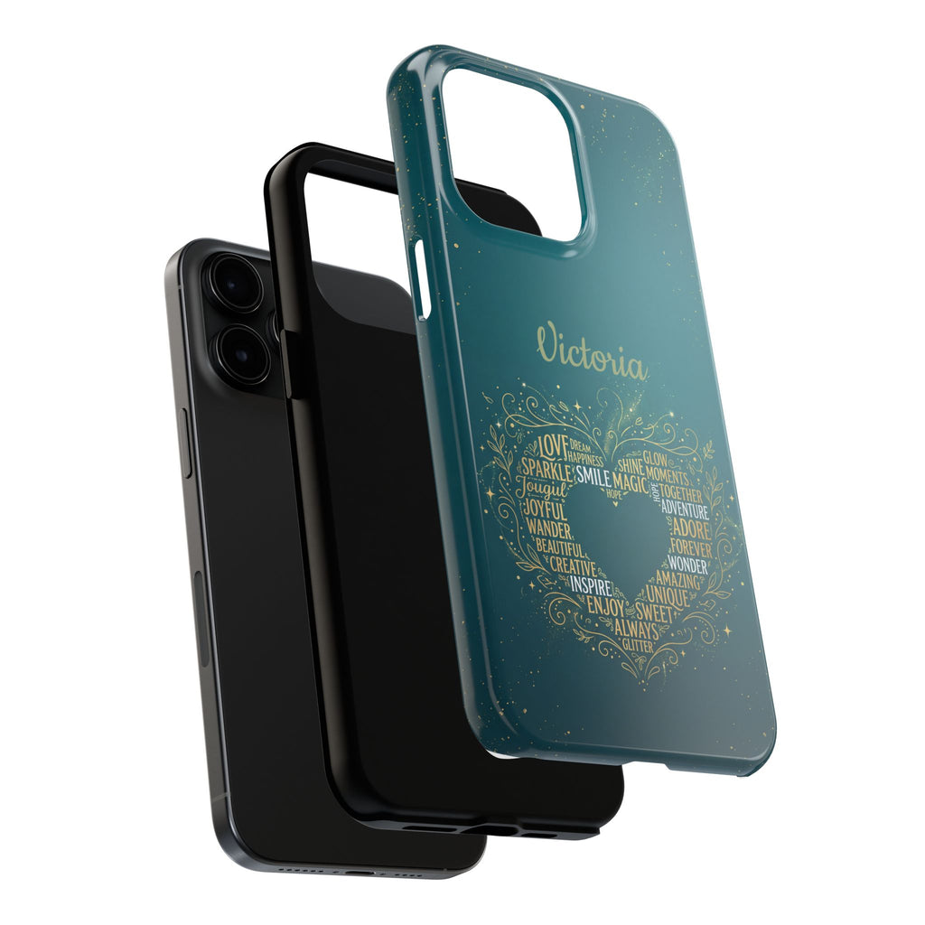 Personalized Teacher Phone Case — Custom Name Heart Word Art Design