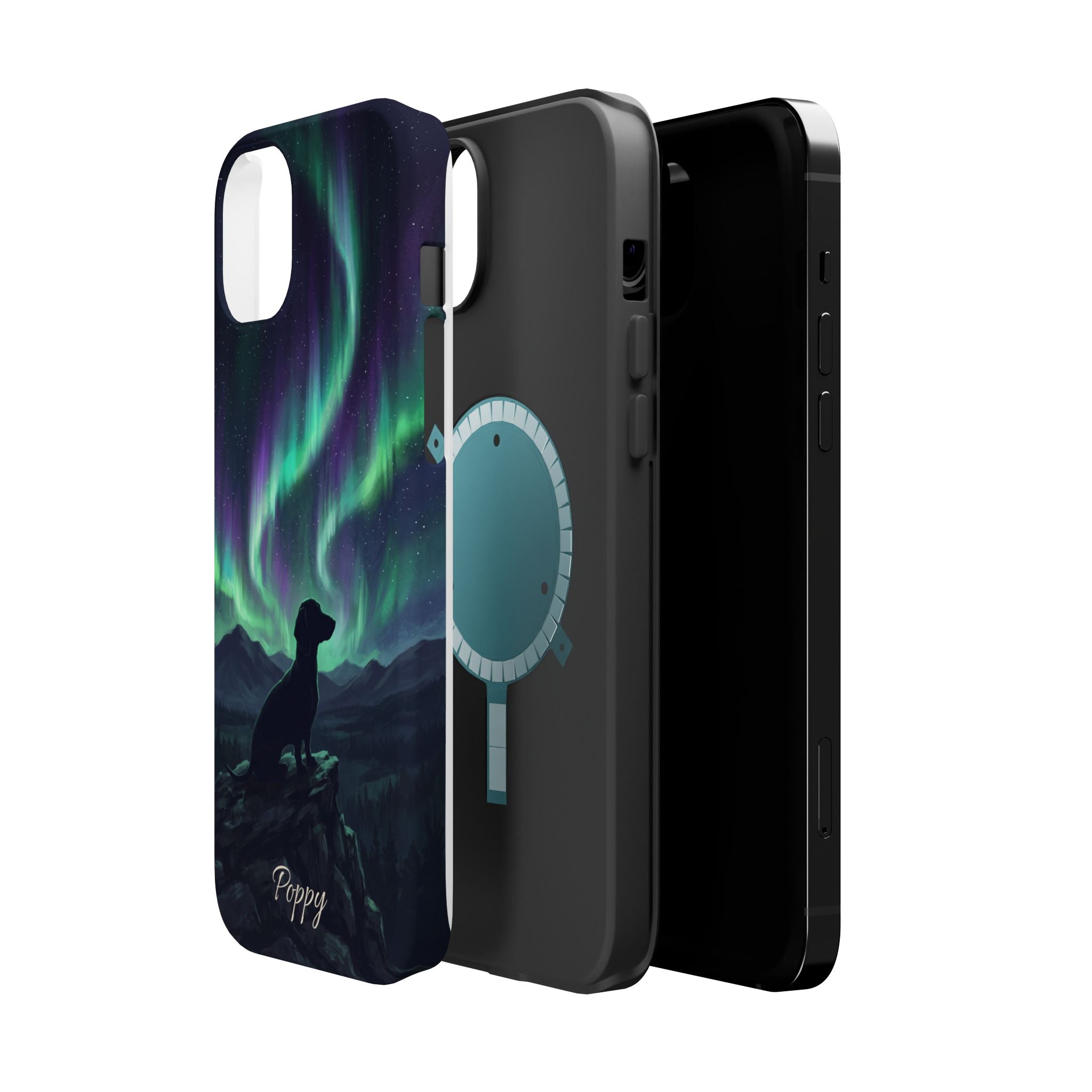 Personalized Dachshund Northern Lights Phone Case — Wireless Charging Cover