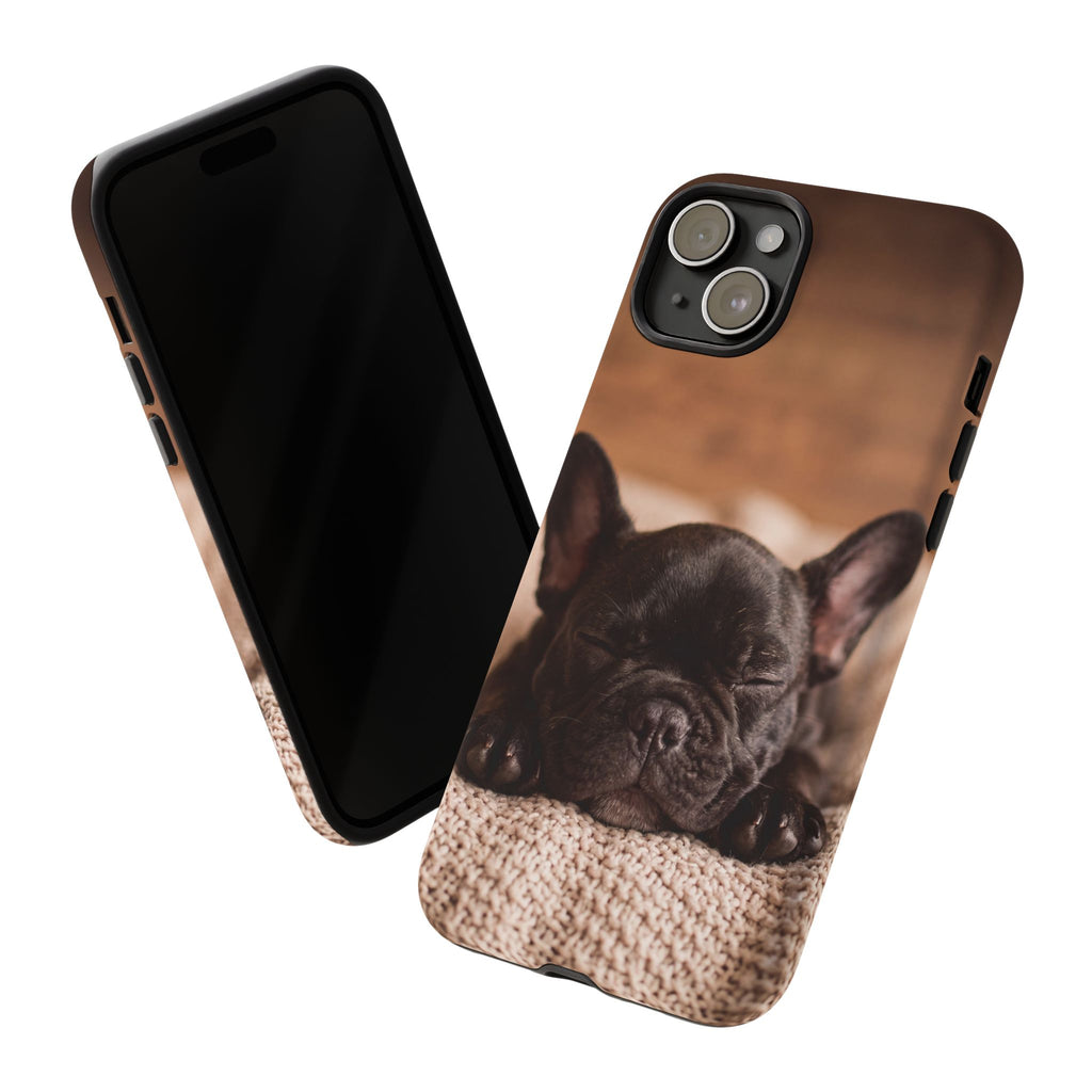 Sleeping French Bulldog Phone Case | Cozy Frenchie Resting on Blanket | iPhone & Samsung