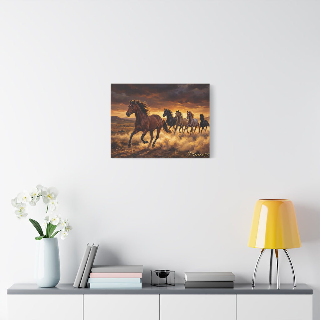 Horse Personalized Canvas | Wild Mustang Stampede Wall Art