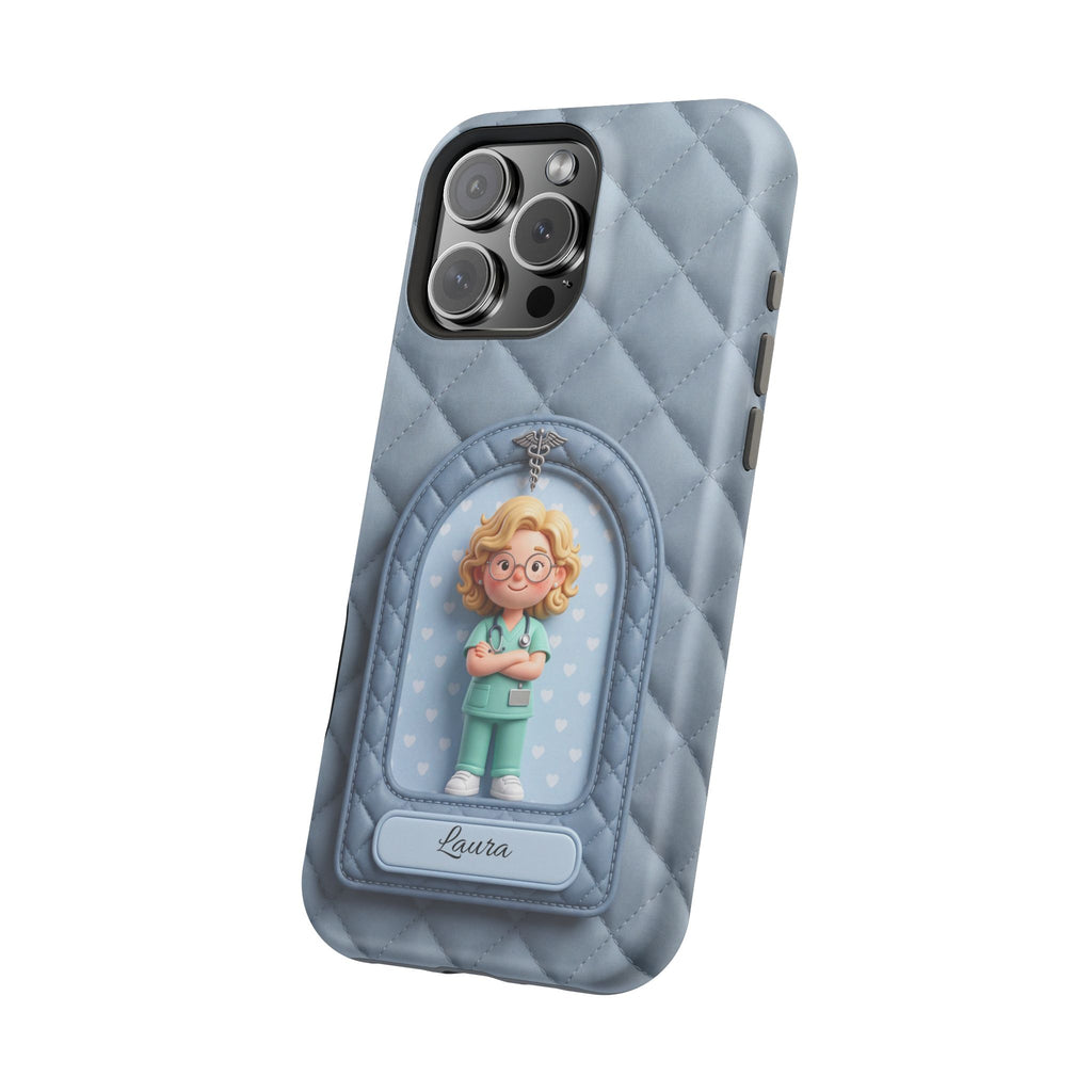 Personalized Quilted Nurse Phone Case — Wireless Charging Cover