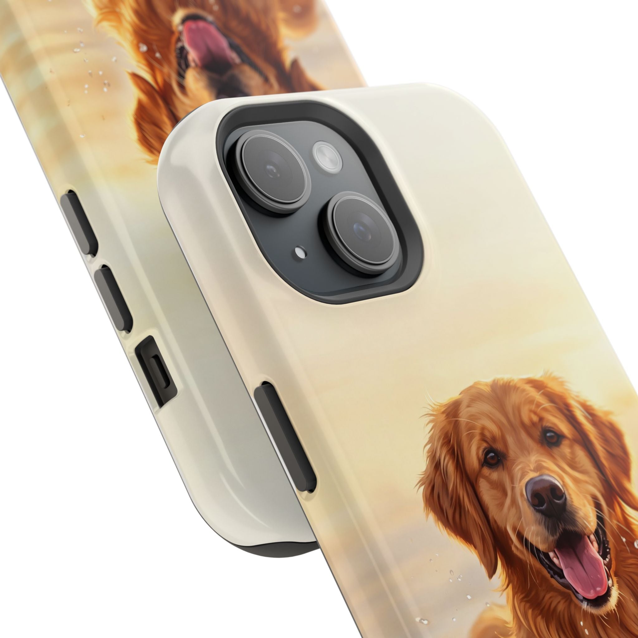 Beach Golden Retriever Phone Case — Impact-Resistant Wireless Charging Cover