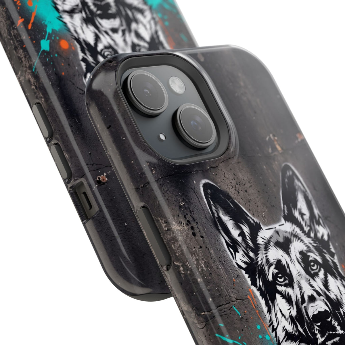 German Shepherd Phone Case | Graffiti Street Art — Tough Magnetic Case with Wireless Charging