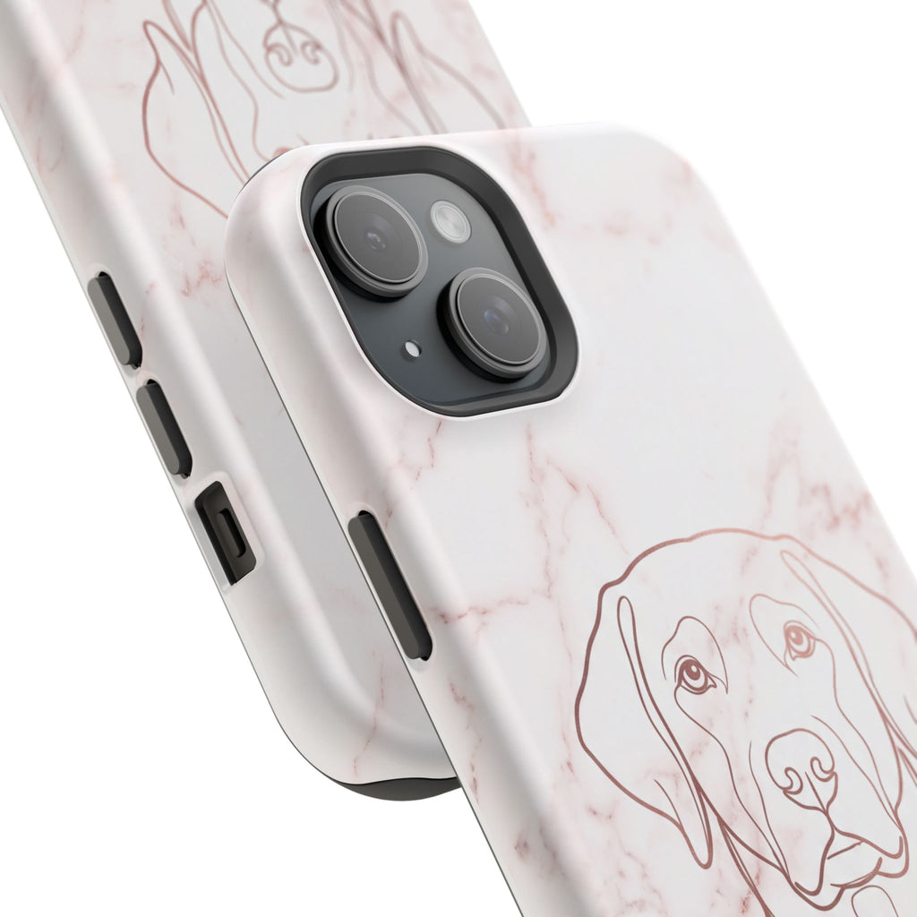 Personalized Rose Gold Marble Labrador Phone Case — Tough Magnetic Case with Wireless Charging
