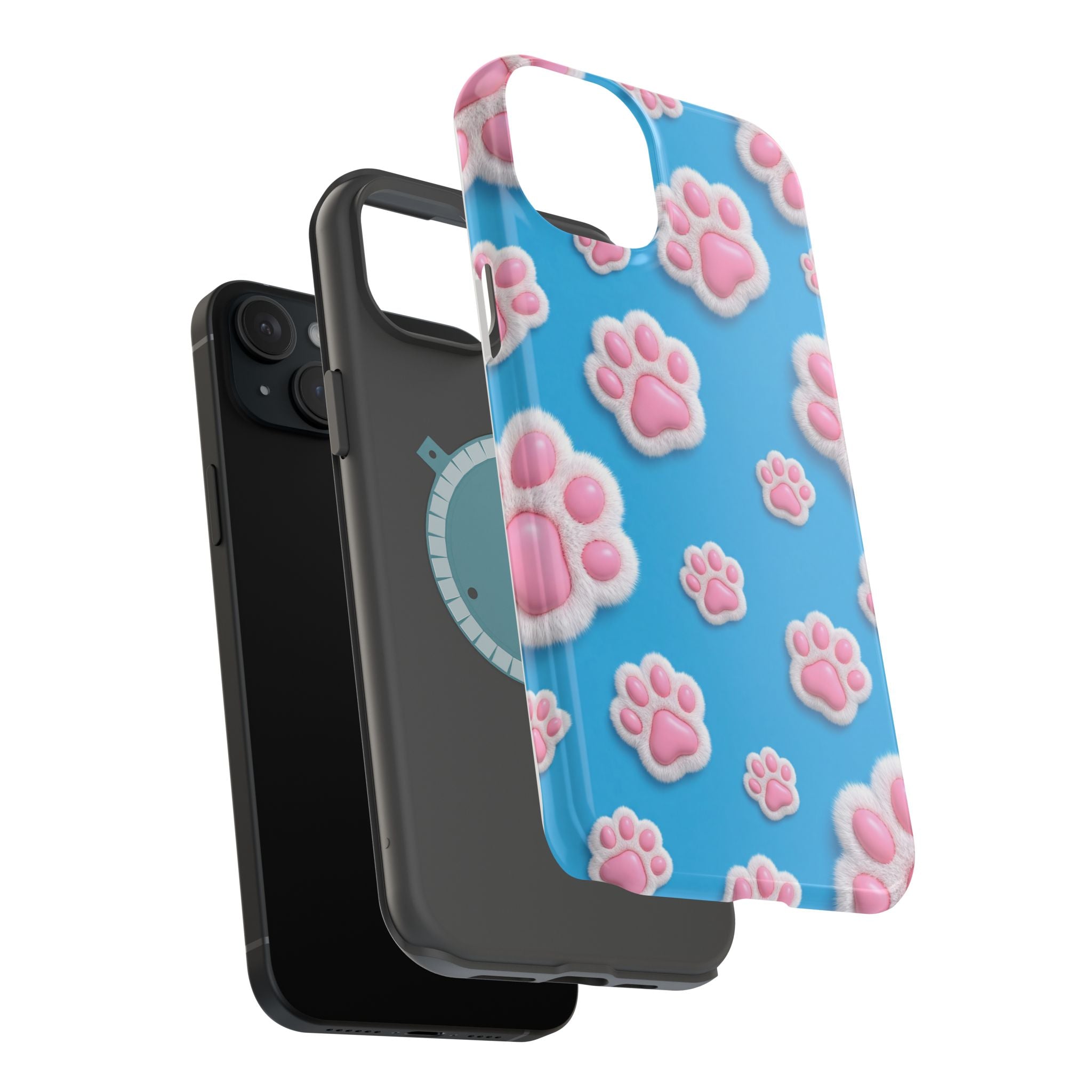 Fluffy Paw Print Phone Case | Cute 3D Pink Paw Pattern Case for Dog & Cat Lovers | iPhone & Samsung