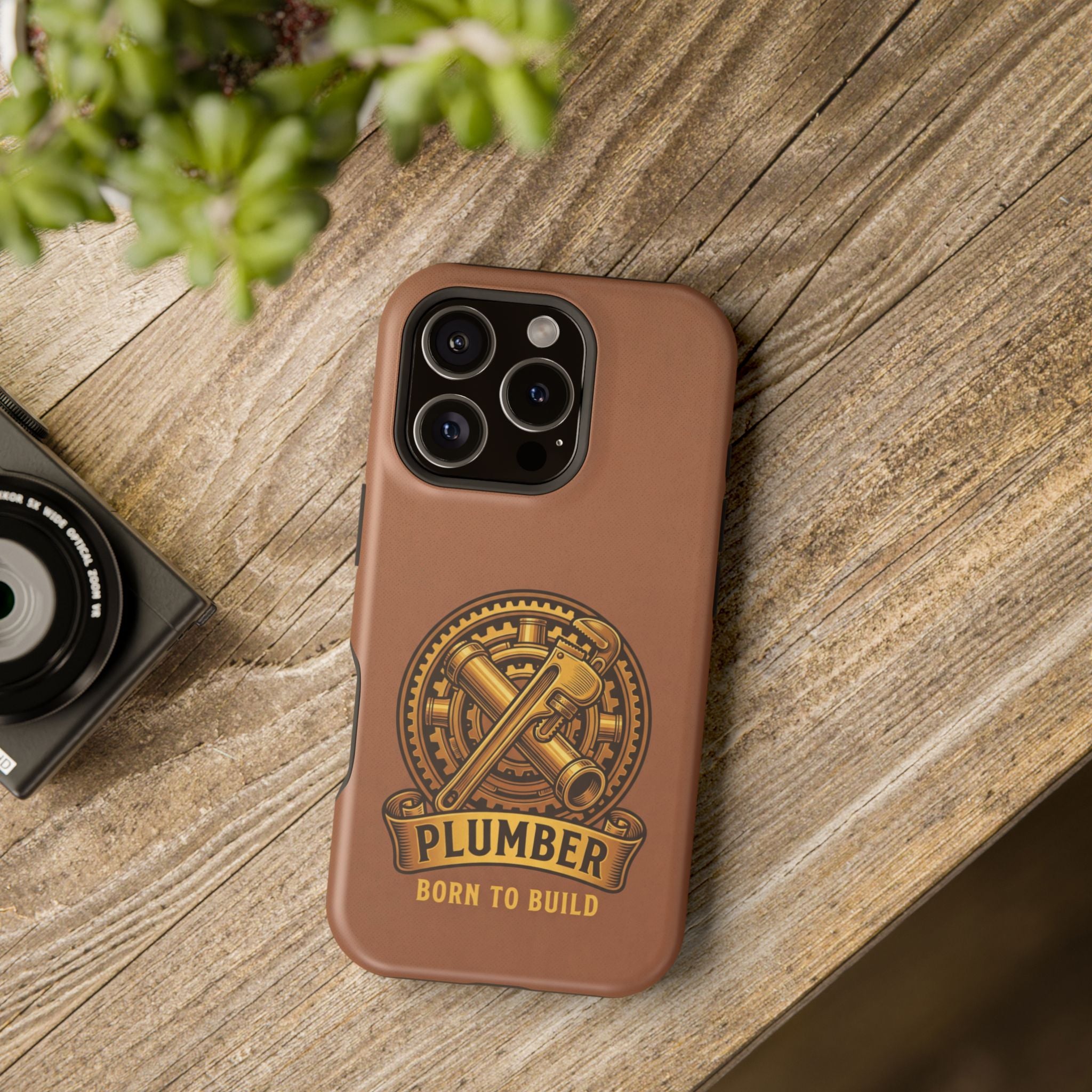 Plumber Born to Build Phone Case — Badge Wireless Charging Cover