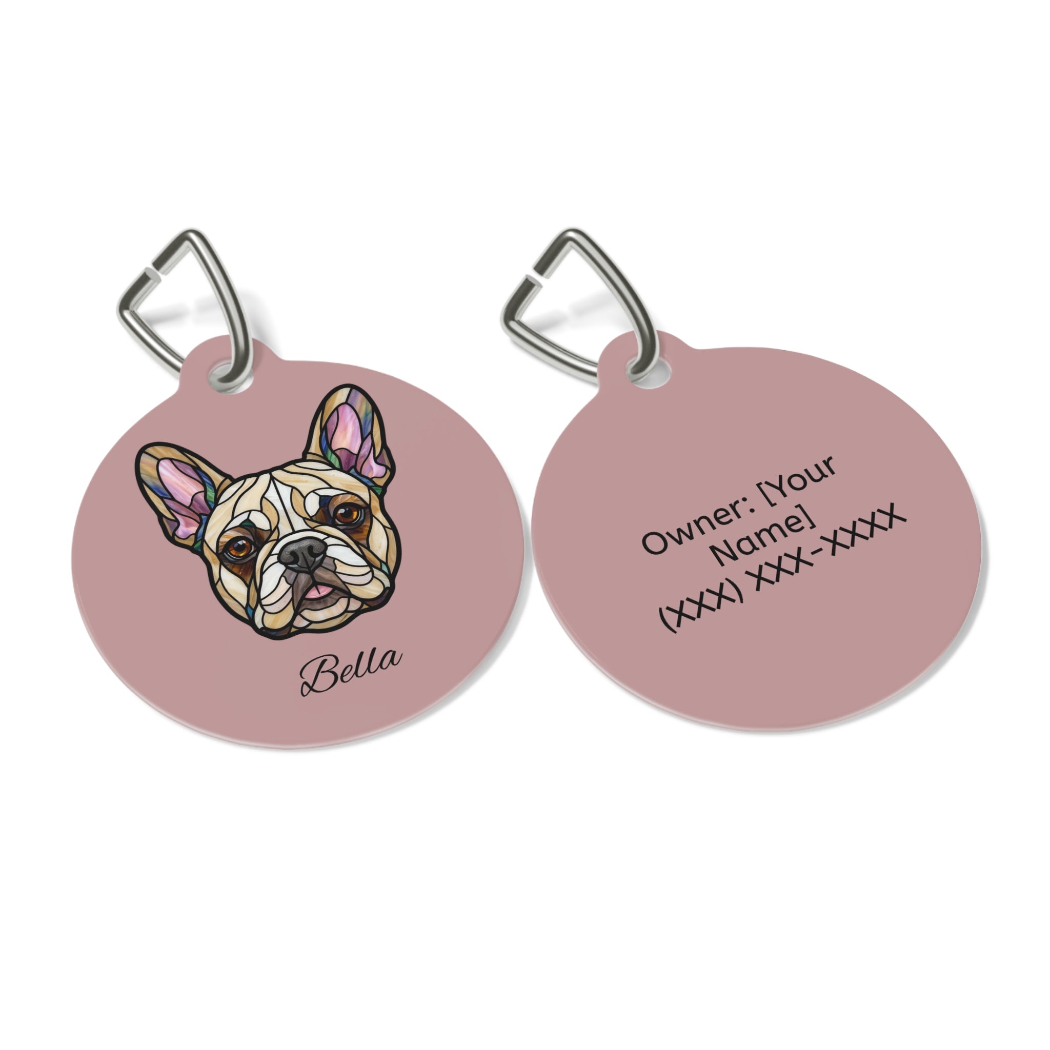 Personalized French Bulldog Peeking Pet Tag – Custom Photo & Name Tag