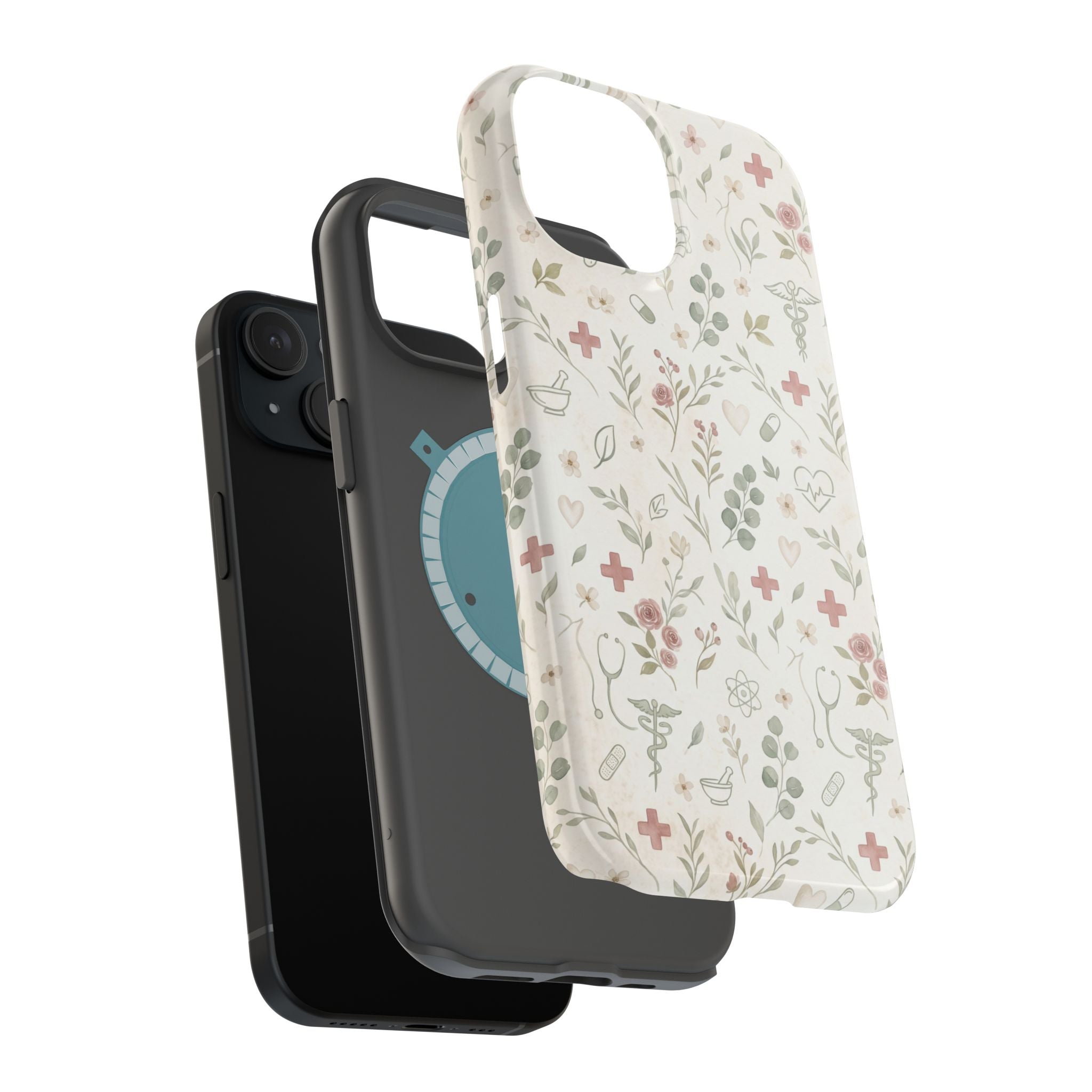 Floral Nurse Phone Case — Impact-Resistant Wireless Charging Cover