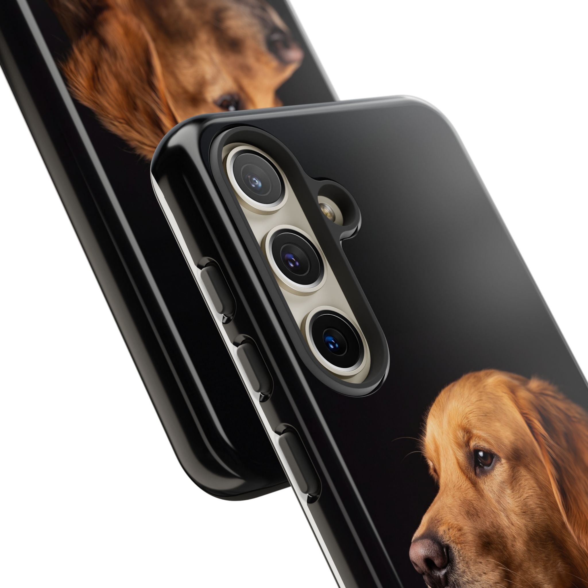 Golden Retriever Portrait Phone Case | Realistic Dog Photo on Black Background | iPhone & Samsung