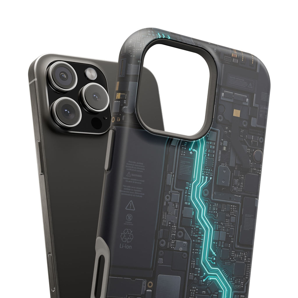Cyan Bolt Electrician Phone Case — Electric Circuit Wireless Charging Cover