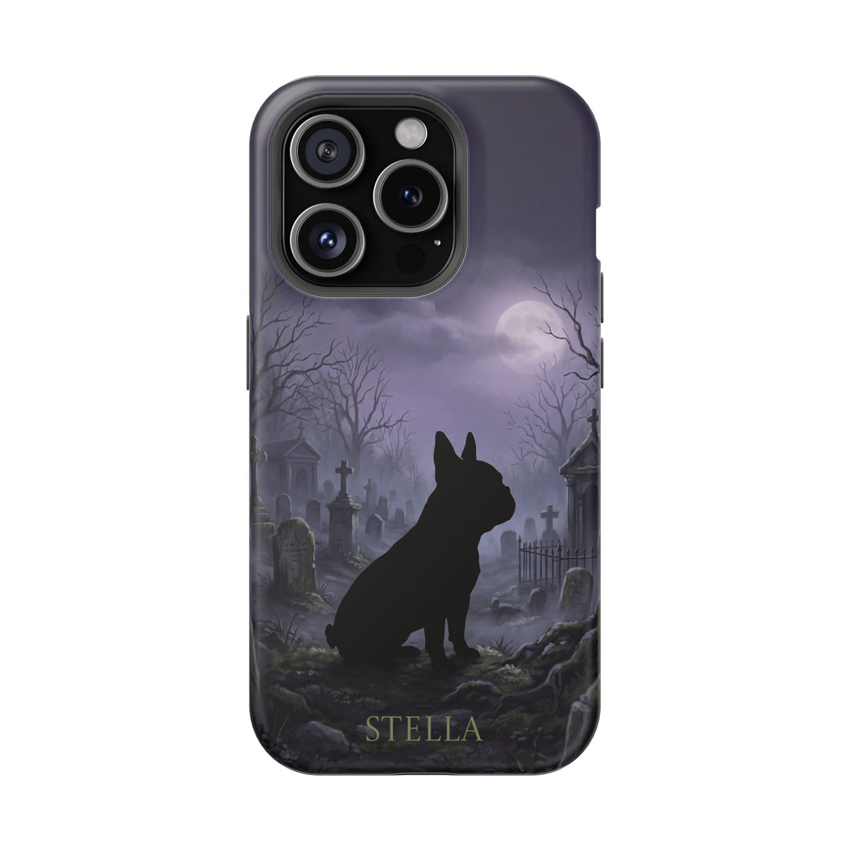Personalized French Bulldog Moonlit Graveyard Phone Case — Wireless Charging Cover