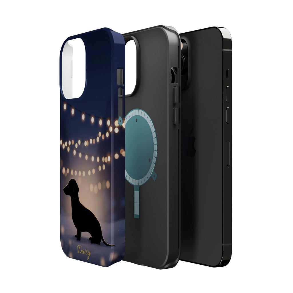 Personalized Dachshund Fairy Lights Phone Case — Wireless Charging Cover