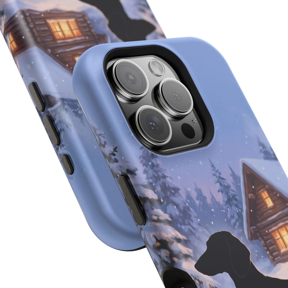 Personalized Dachshund Winter Cabin Phone Case — Wireless Charging Cover