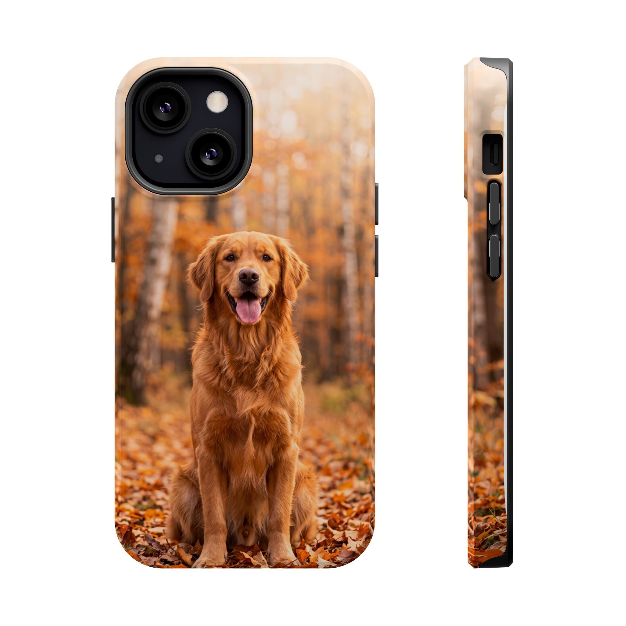 Autumn Golden Retriever Phone Case — Impact-Resistant Wireless Charging Cover