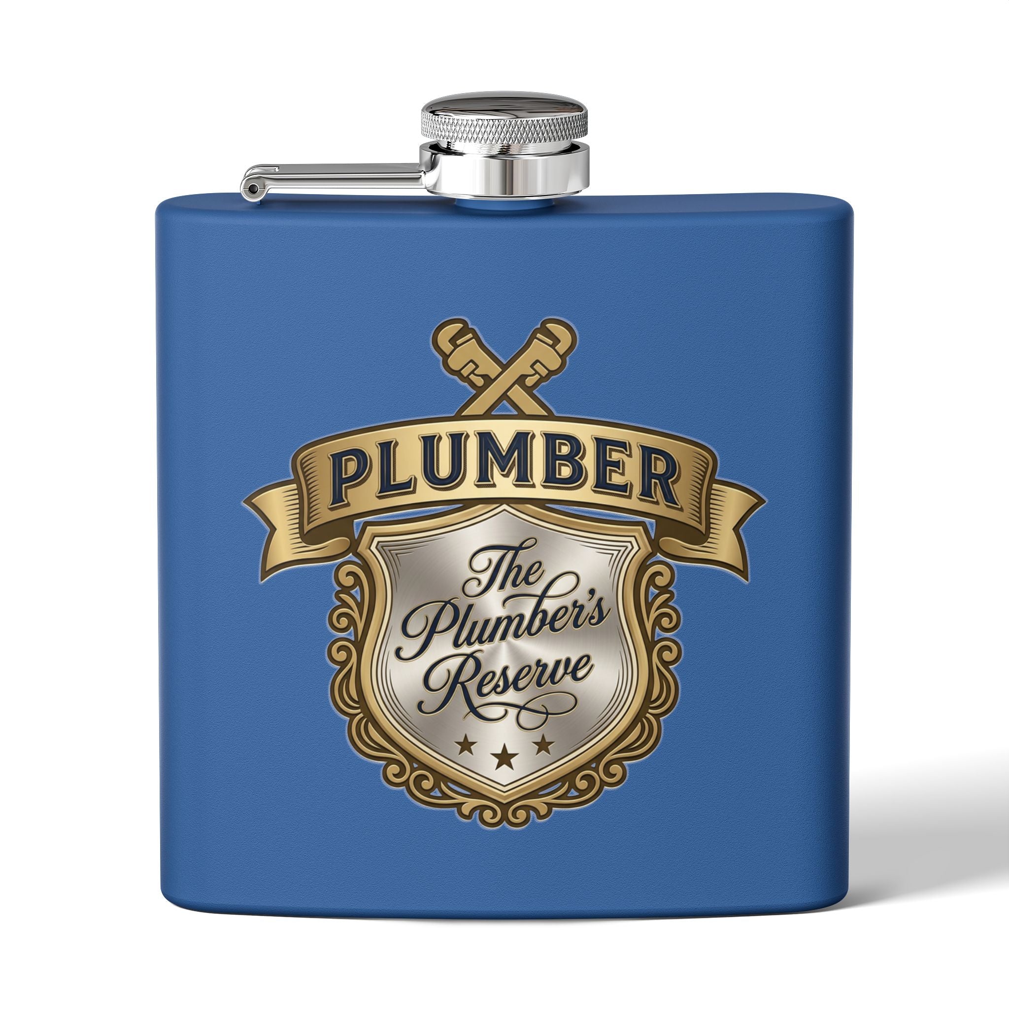 Flask — "The Plumber's Reserve" 6oz Stainless Steel Hip Flask