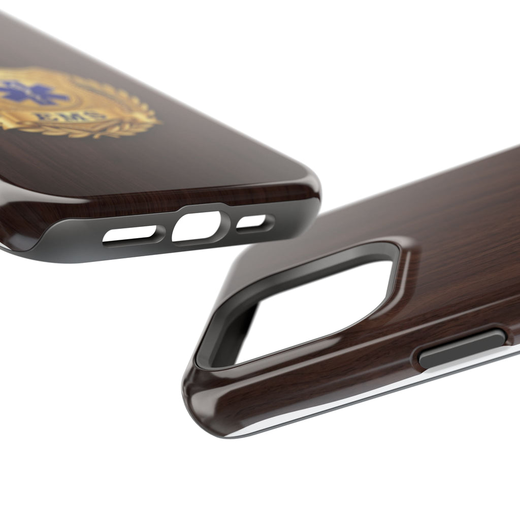 Gold EMS Laurel Badge Wood Phone Case — Magnetic Wireless Charging Cover