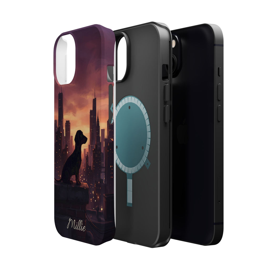 Personalized Dachshund City Skyline Phone Case — Wireless Charging Cover
