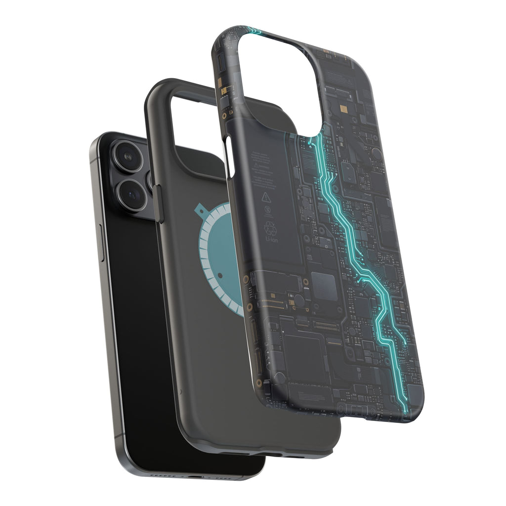 Cyan Bolt Electrician Phone Case — Electric Circuit Wireless Charging Cover