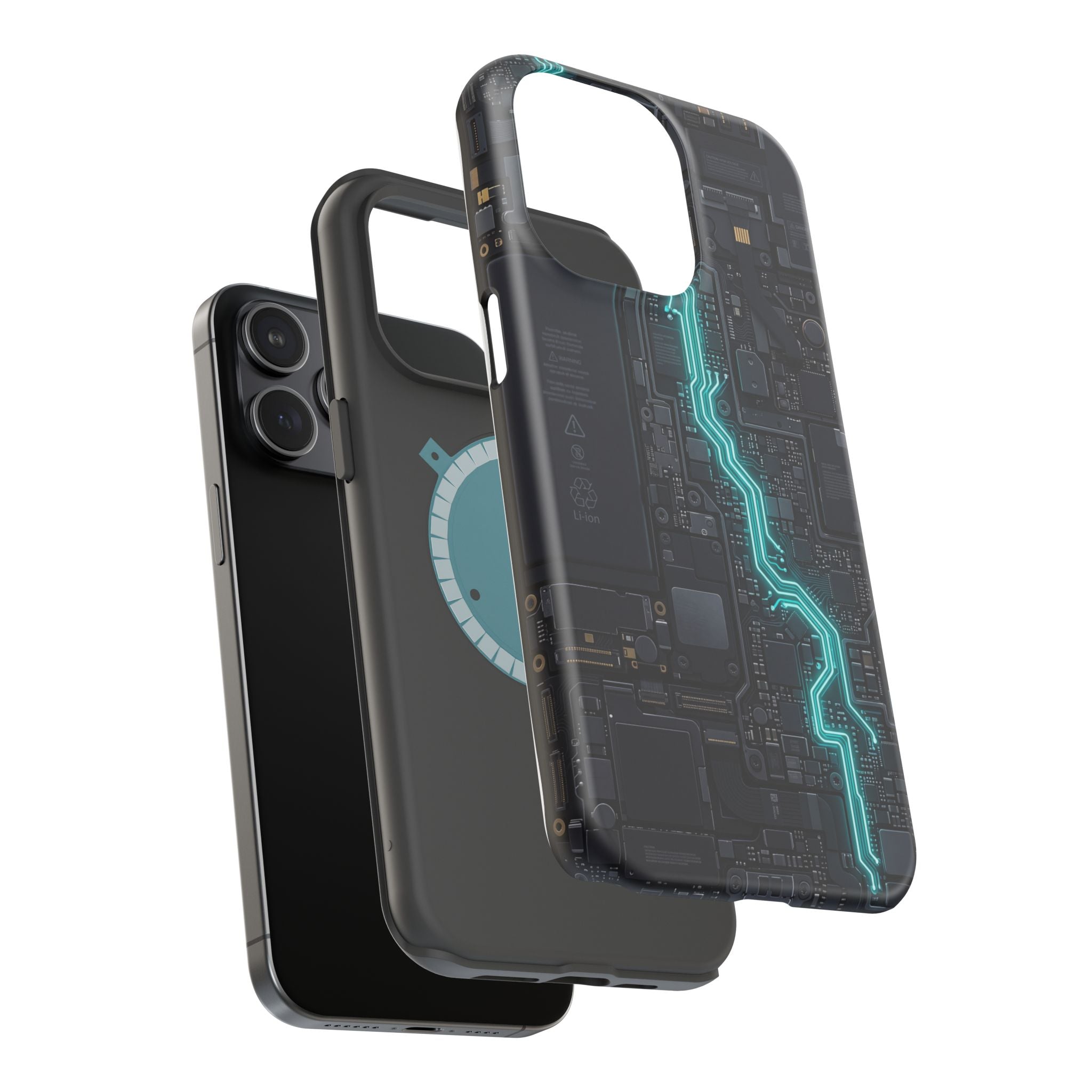 Cyan Bolt Electrician Phone Case — Electric Circuit Wireless Charging Cover