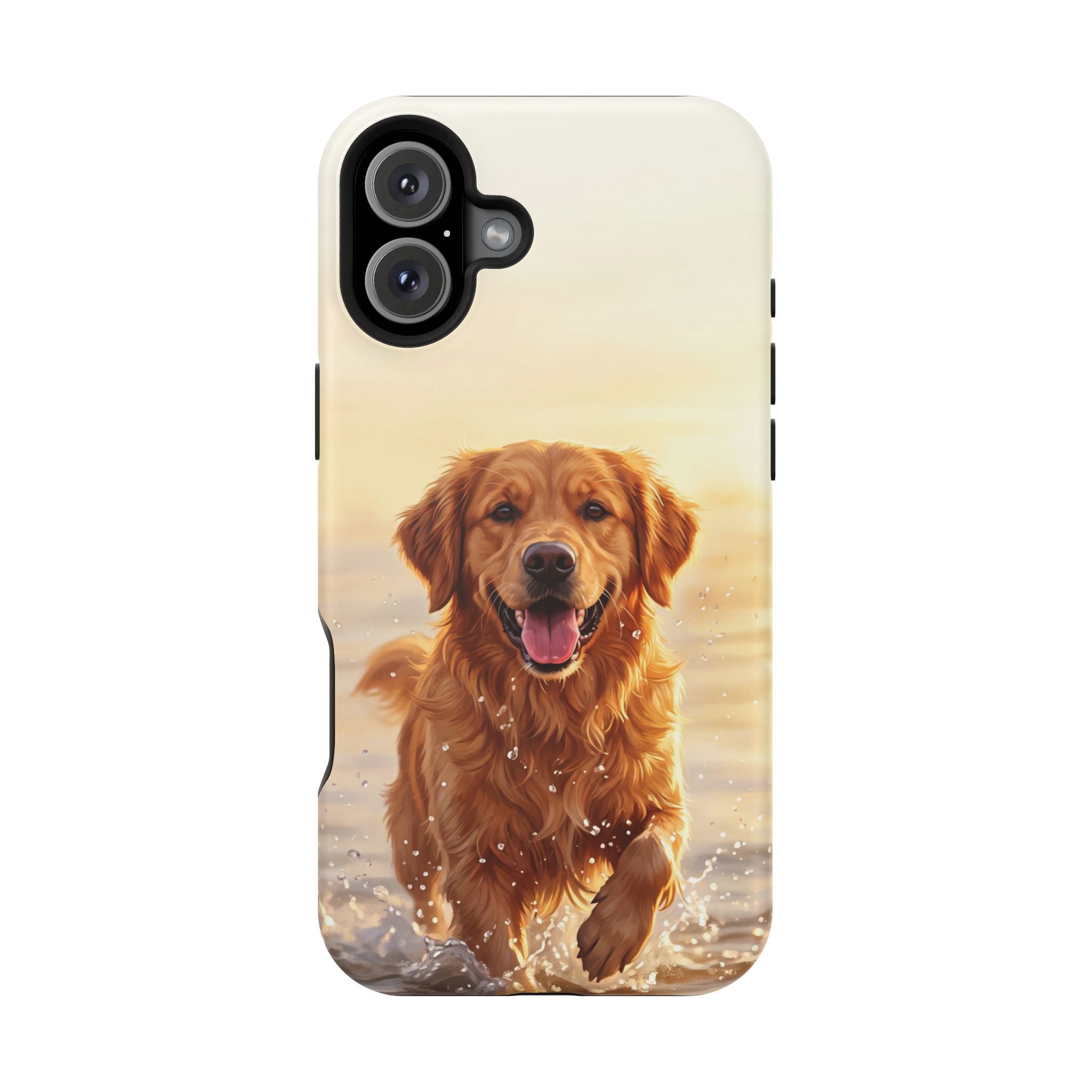 Beach Golden Retriever Phone Case — Impact-Resistant Wireless Charging Cover