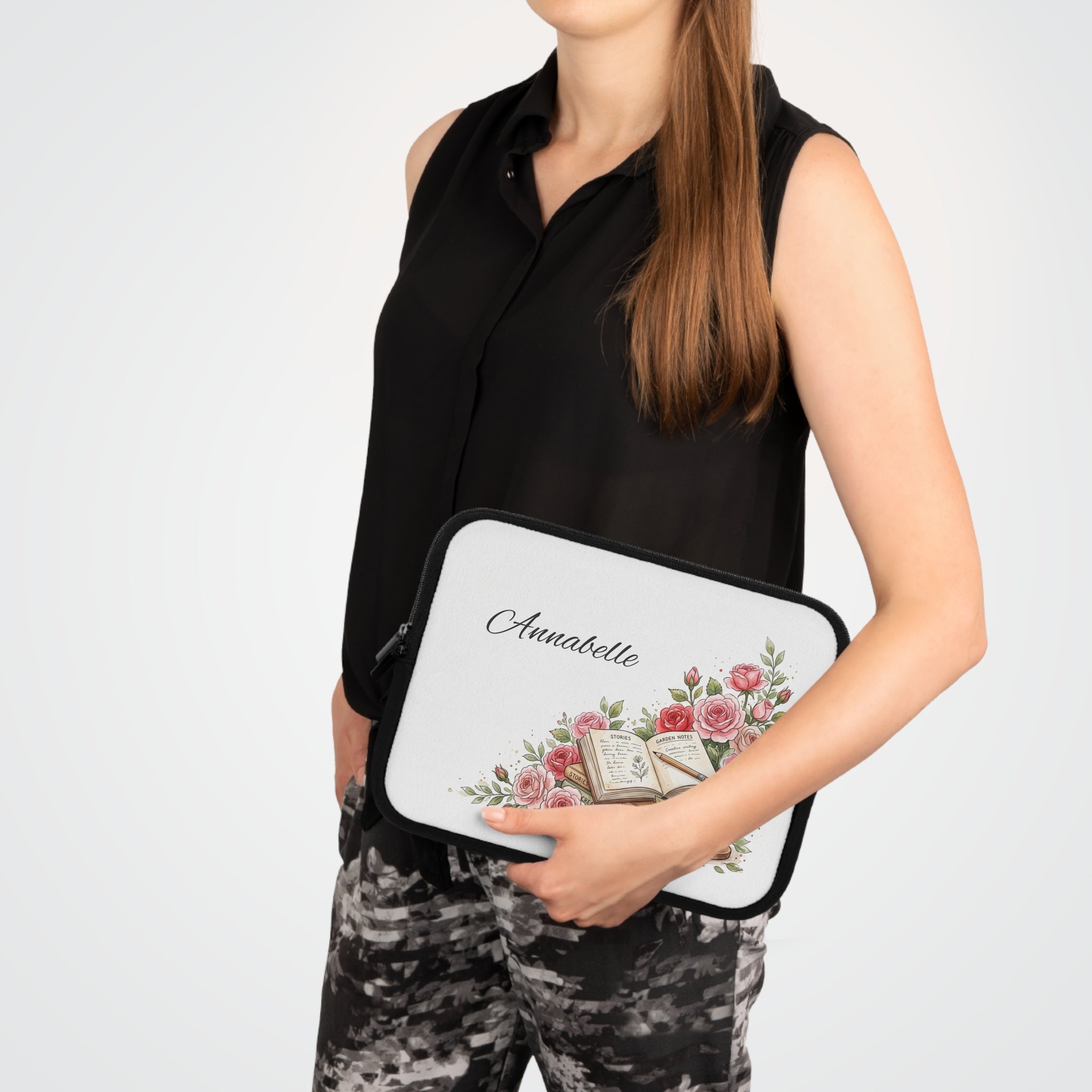 Personalized Teacher Laptop Sleeve | Custom Name Floral Watercolor Laptop Case | Teacher Appreciation Gift