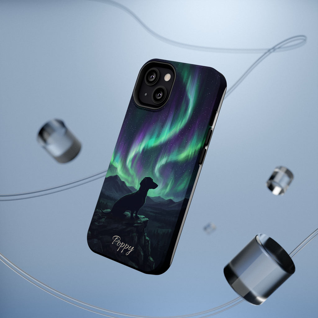 Personalized Dachshund Northern Lights Phone Case — Wireless Charging Cover