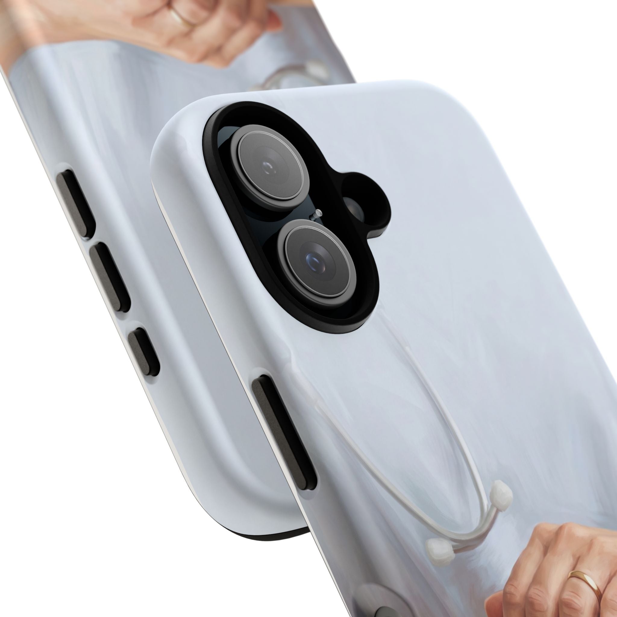 Nurse's Comforting Hands Phone Case | Caring Hands & Stethoscope Illustration | iPhone & Samsung