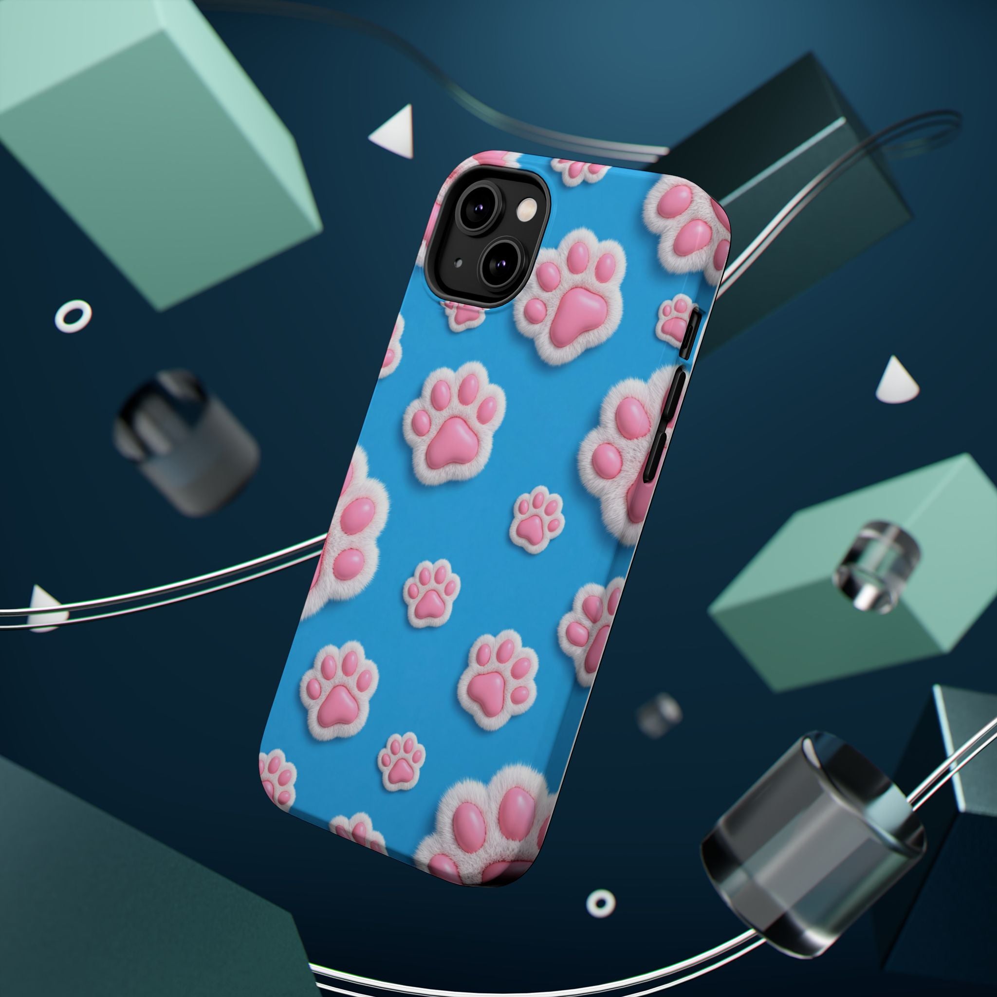 Fluffy Paw Print Phone Case | Cute 3D Pink Paw Pattern Case for Dog & Cat Lovers | iPhone & Samsung